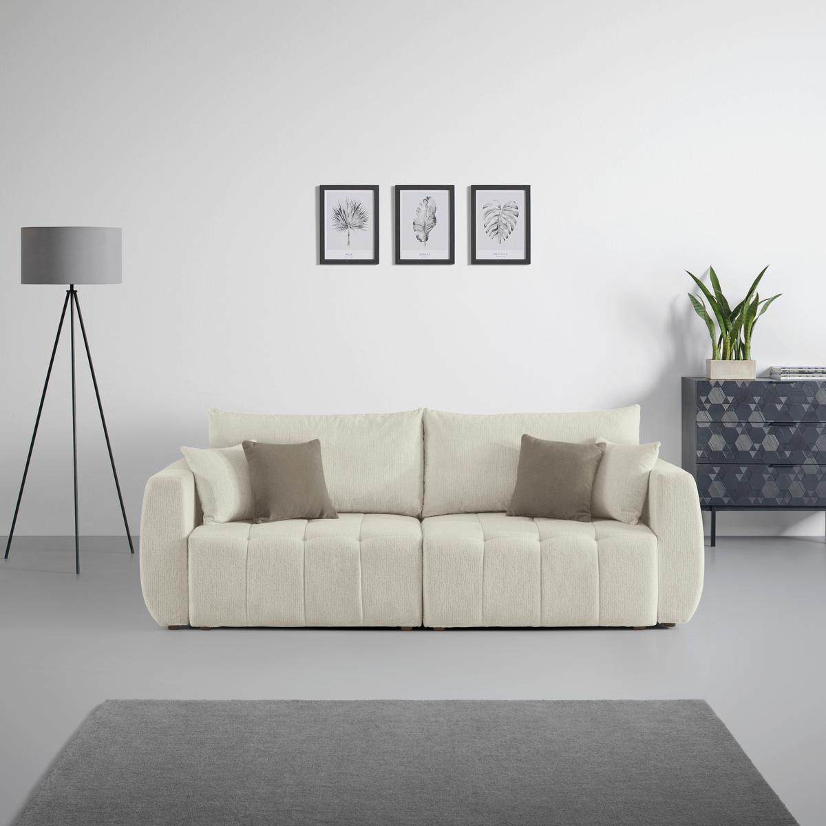 Schlafsofa Bologna Cappuccino - Beige/Schwarz, Holz/Textil (245/74-90/104cm) - Mömax