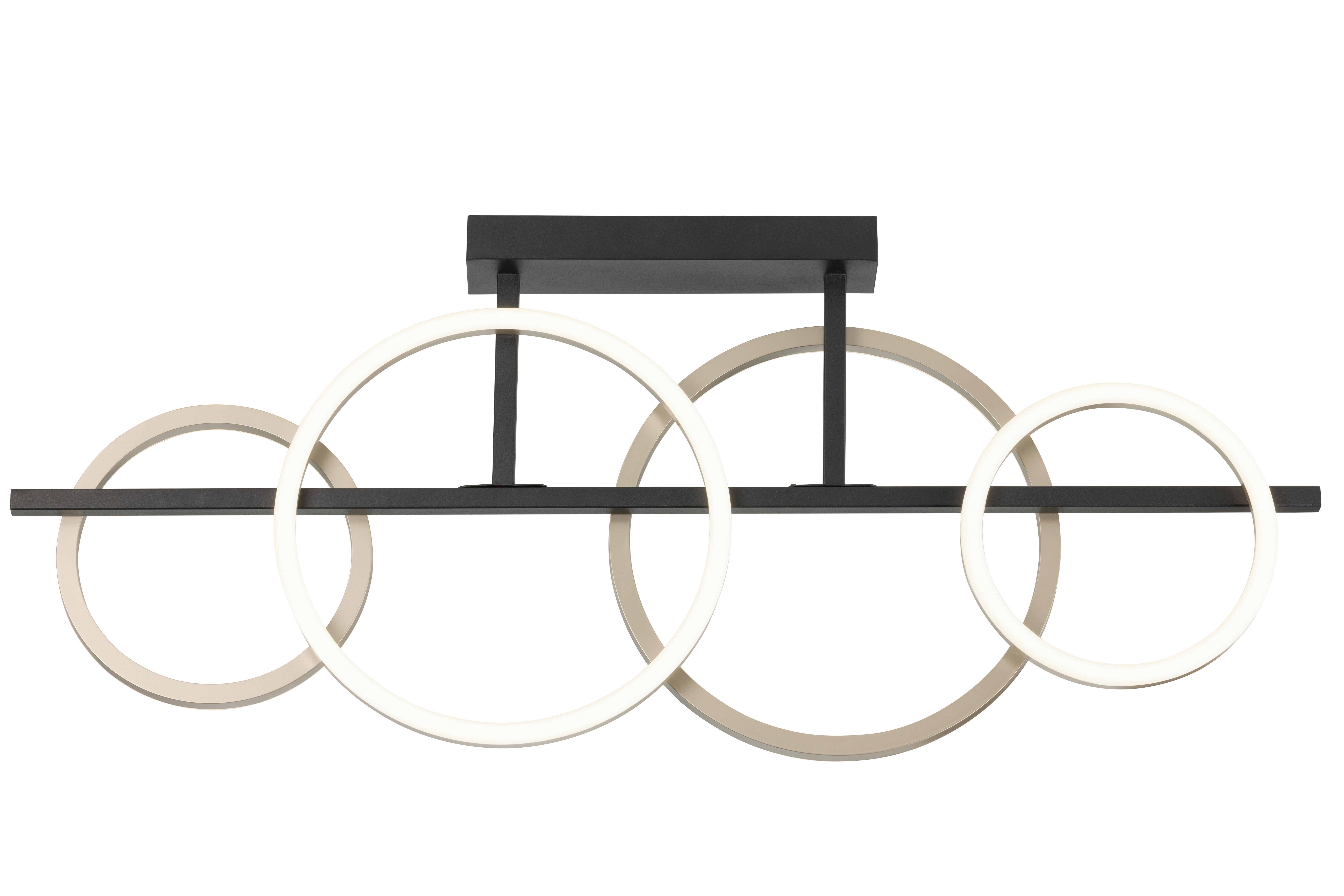 LED-Deckenleuchte Carsten Schwarz/Champagner max. 40 W - Champagner/Schwarz, Basics, Kunststoff/Metall (95/40/7cm)