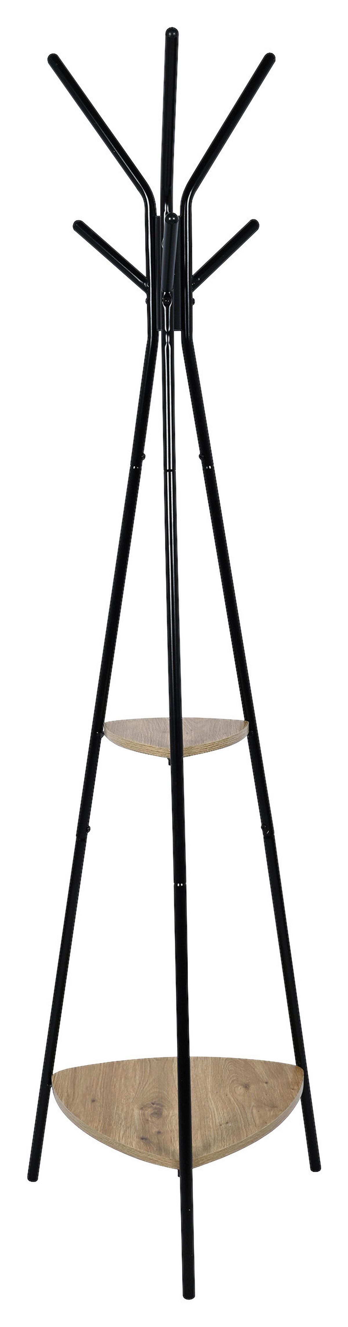Stander haine MAILAND - culoare natur/negru, Modern, metal/material pe bază de lemn (49/179cm) - Modern Living