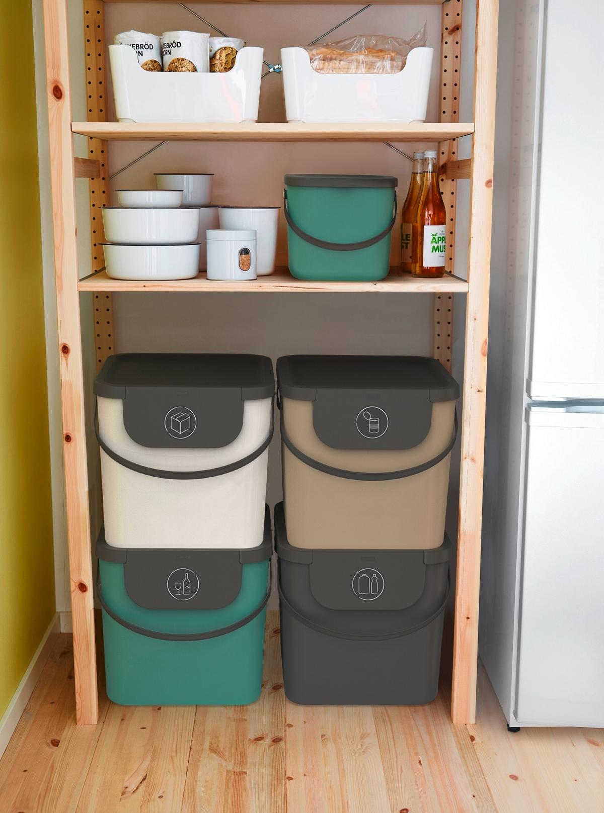 SORTOWNIK ODPADÓW 1034405092 - ciemnozielony, Basics, tworzywo sztuczne (40/35,5/34cm) - Rotho