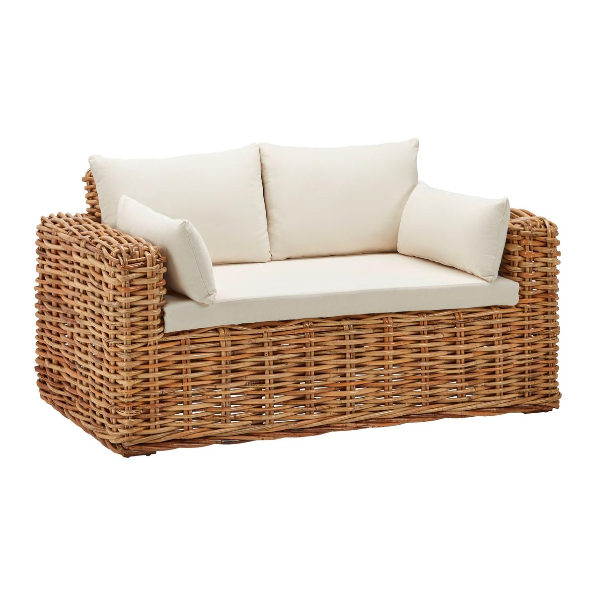 Dvosed Leano, Iz Ratana - bela/naravne barve, Moderno, tekstil/naravni materiali (150/78/87cm) - Bessagi Garden