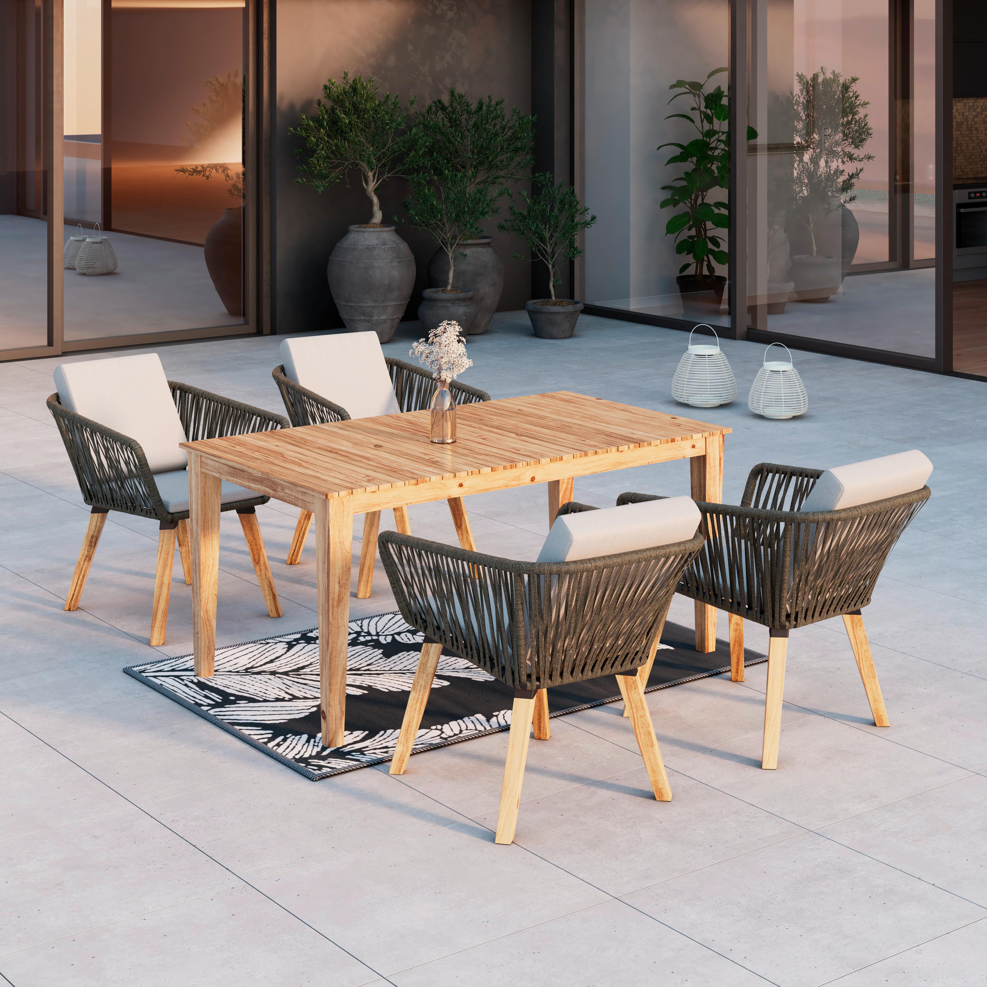 Gartenset Viola Hellgrau Outdoorstoff/Metall - Hellgrau, MODERN, Holz/Kunststoff (160/76/90cm) - Bessagi Garden