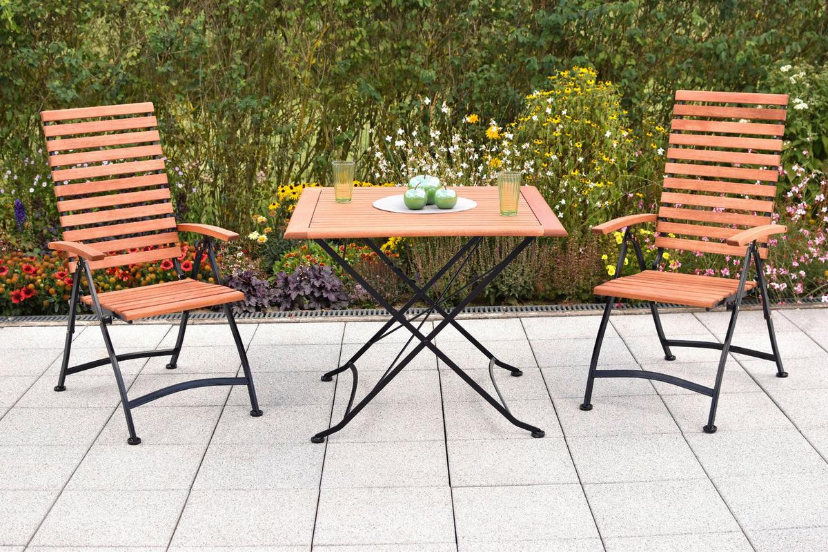 Vrtni Stol Schlossgarten, Nastavljv Naslon, Masivno - barve grafita/naravne barve, Konvencionalno, kovina/les (55/109/107cm) - Gardenson