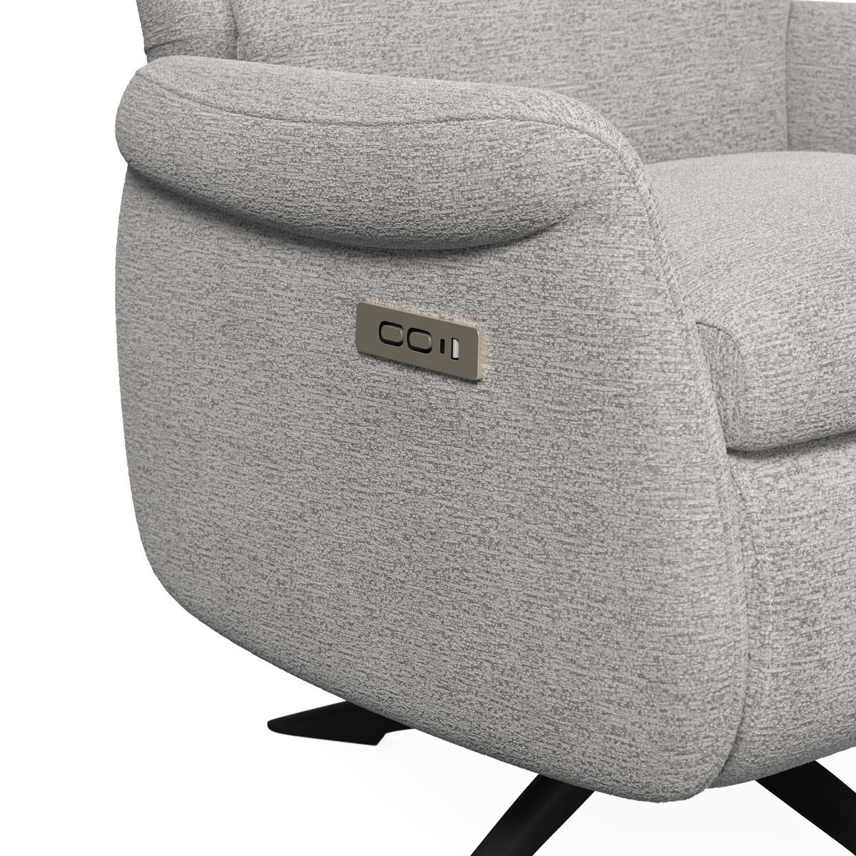 Elektrischer Relaxsessel Alice mit Liege- und Relaxfunktion - Hellgrau/Schwarz, MODERN, Holz/Textil (76/110/90cm) - Bessagi Home