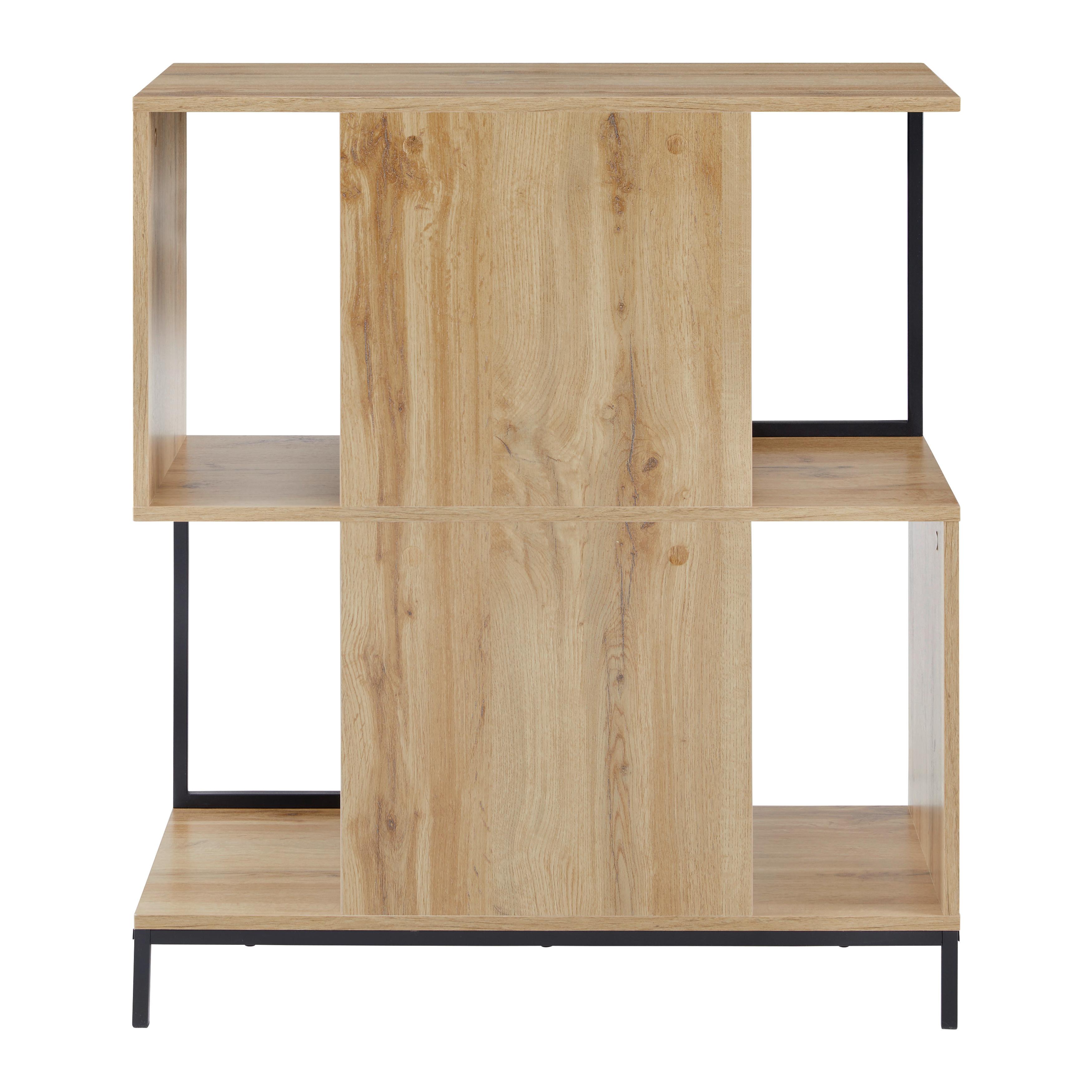 FRISTÅENDE HYLLA GENY - svart/ekfärgad, Modern, metall (80/94,6/40cm) - Bessagi Home