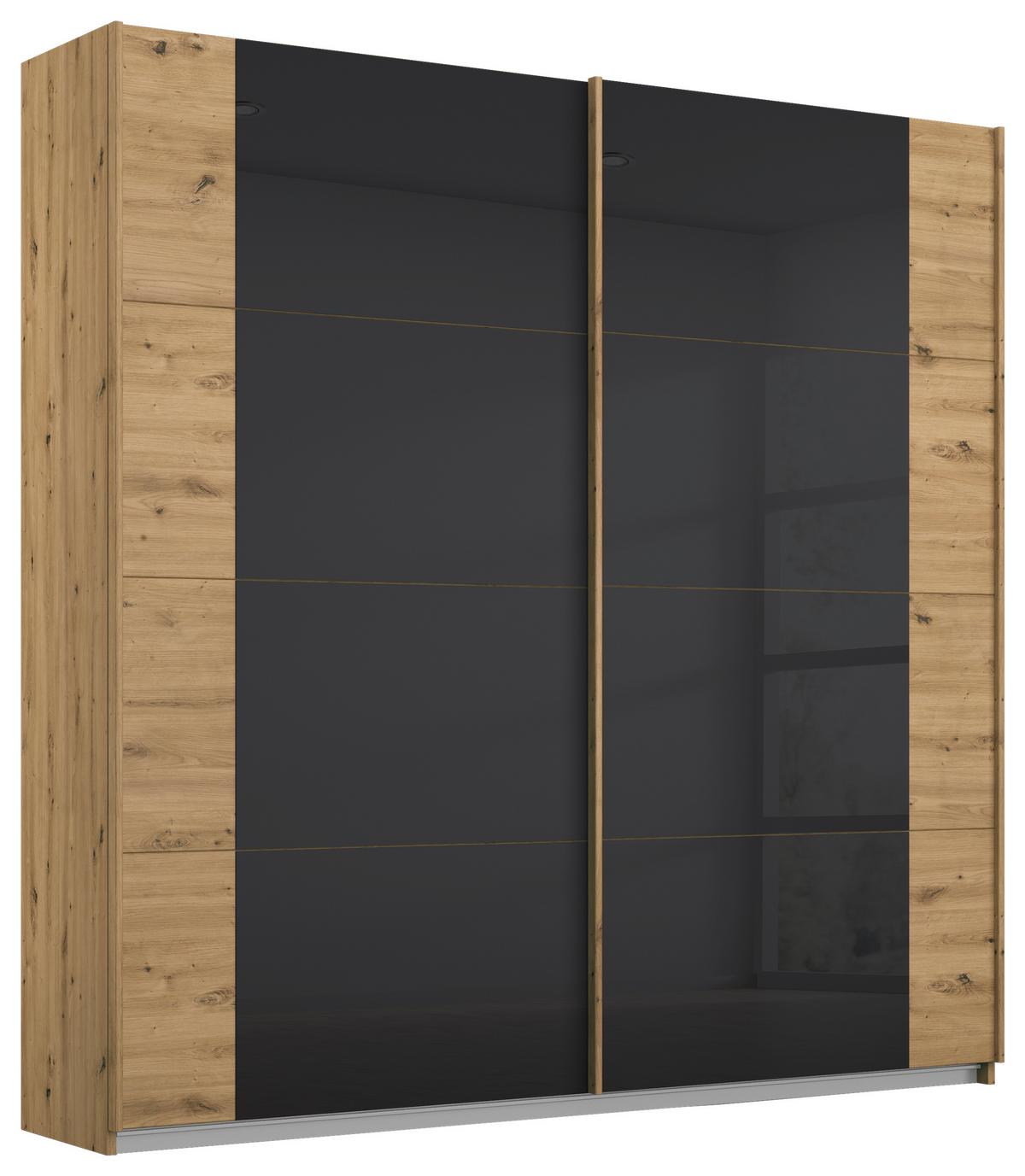 DULAP USI CULISANTE ARTEMIS - stejar Artisan/antracit, Modern, sticlă/material pe bază de lemn (181/210/62cm) - Modern Living