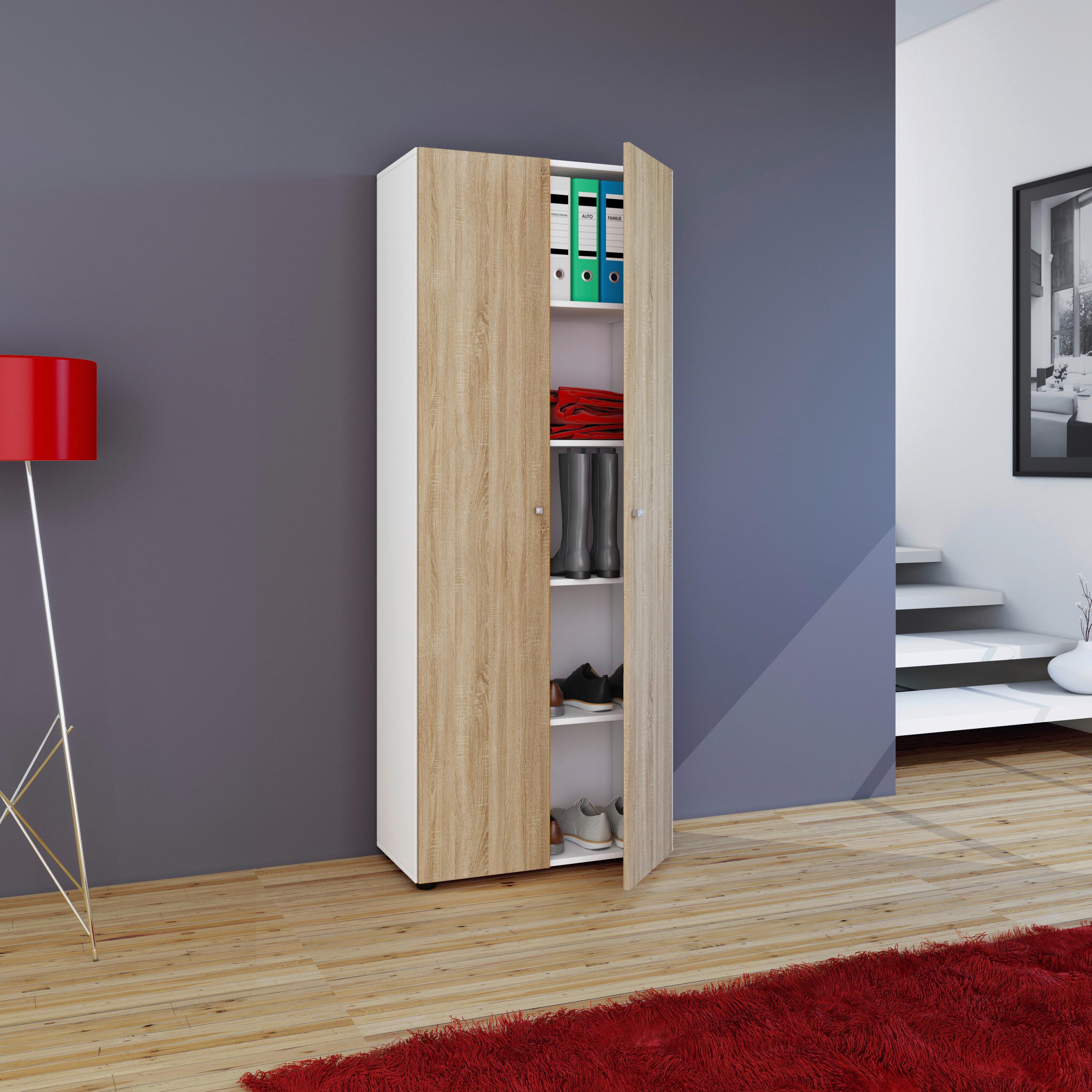 MEHRZWECKSCHRANK VANDOL I 5 DT - Weiss/Silberfarben, Design, Holzwerkstoff/Kunststoff (70/178/39cm) - MID.YOU
