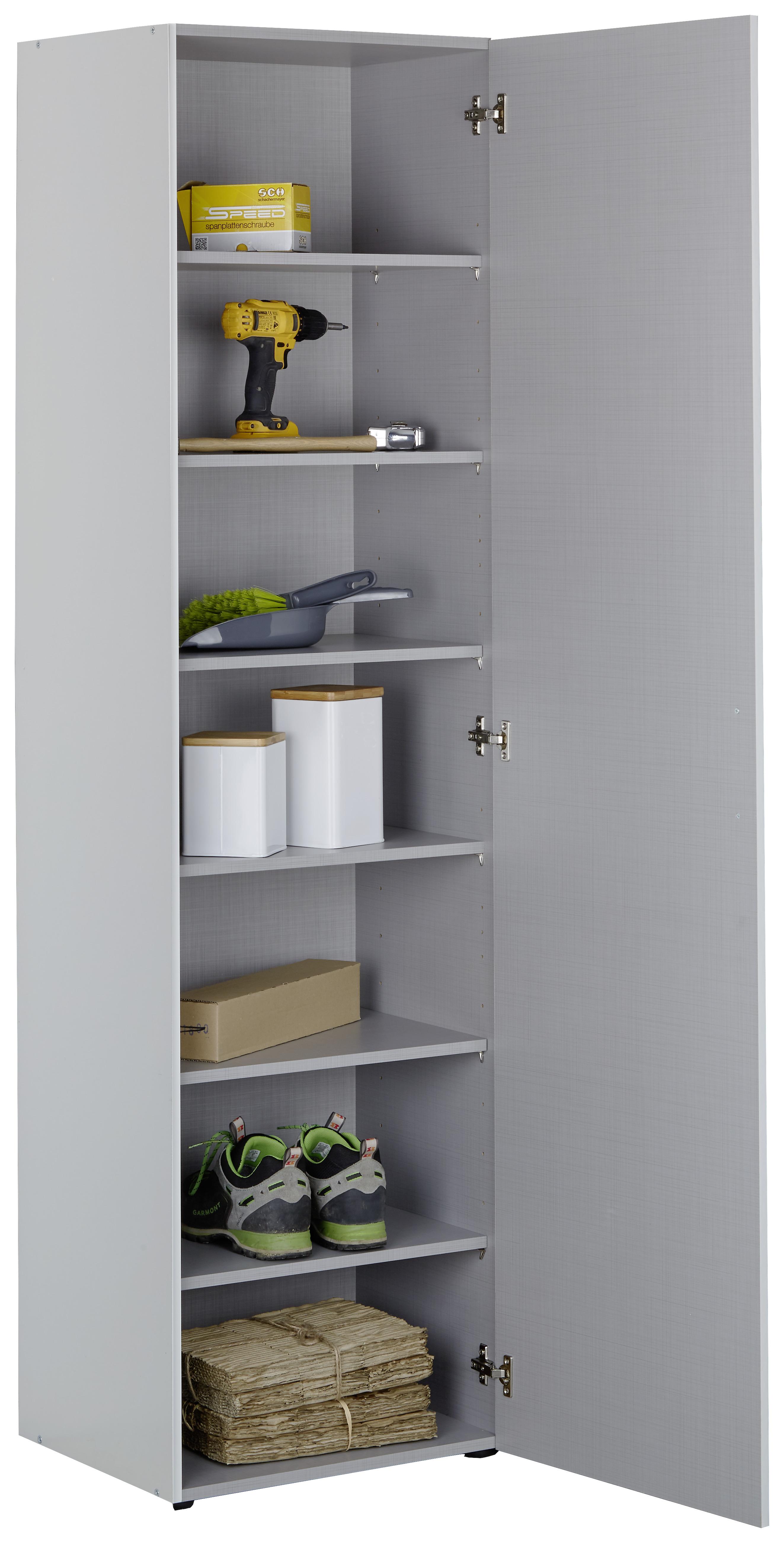 Večnamenska Omara Mrk, Bela - bela/barve aluminija, Konvencionalno, umetna masa/leseni material (50/185/40cm) - Mömax