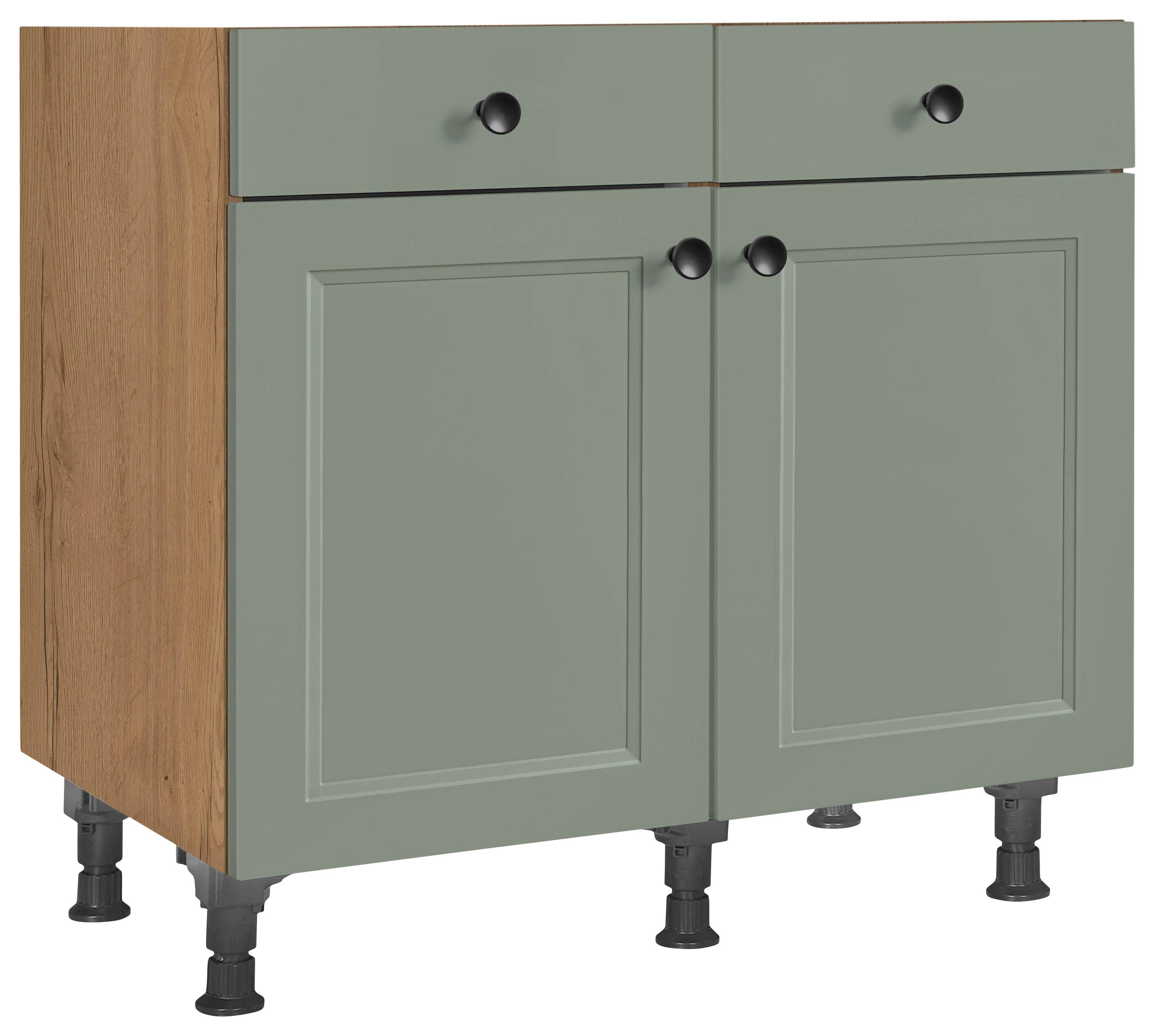 Schubkastenunterschrank Cascada Grün - Eichefarben/Schwarz, MODERN, Holzwerkstoff/Metall (90/87/56cm) - Nobilia