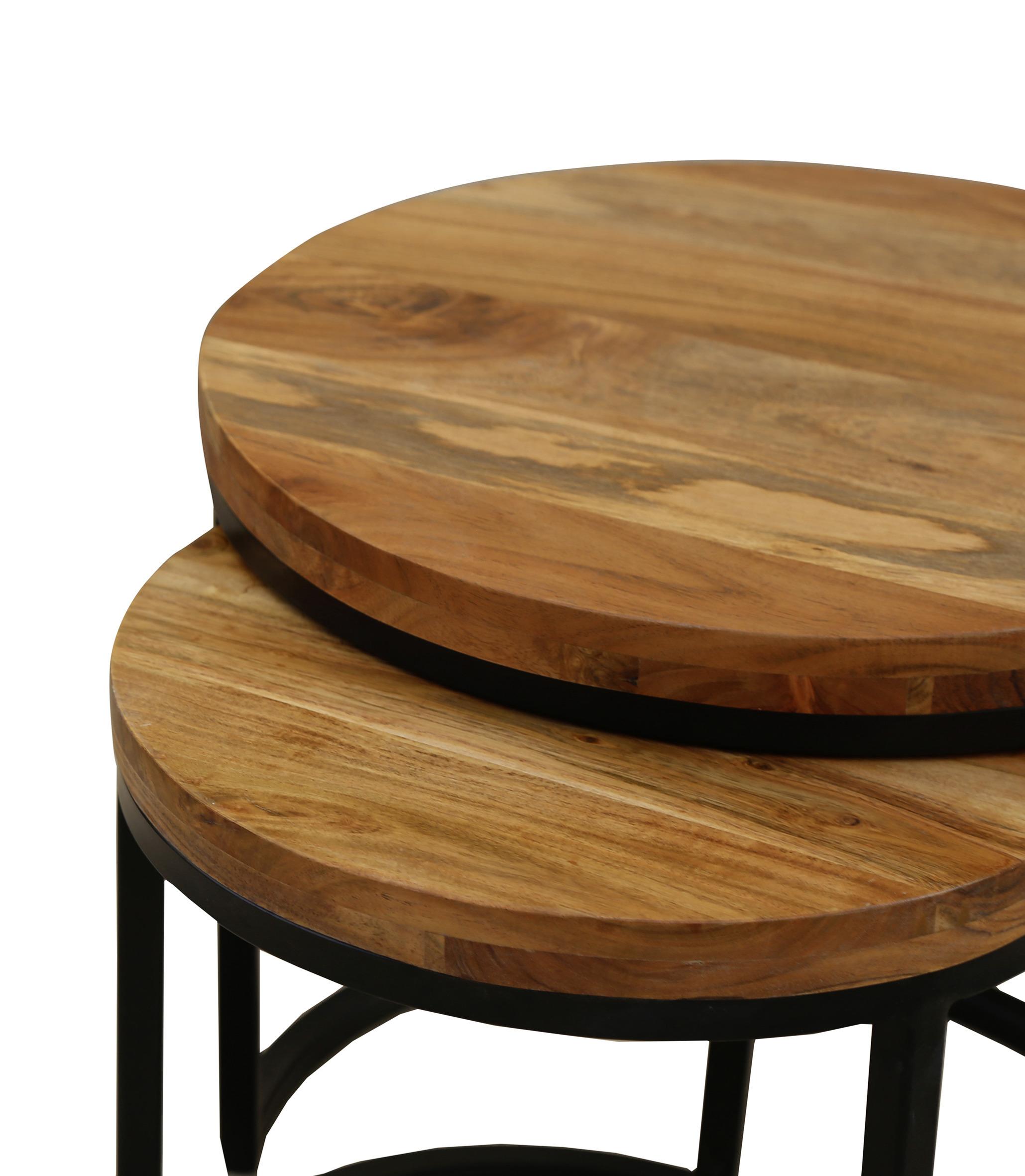 Satztisch Selma in Schwarz/Akazienfarben - Schwarz/Akaziefarben, MODERN, Holz/Metall - MID.YOU