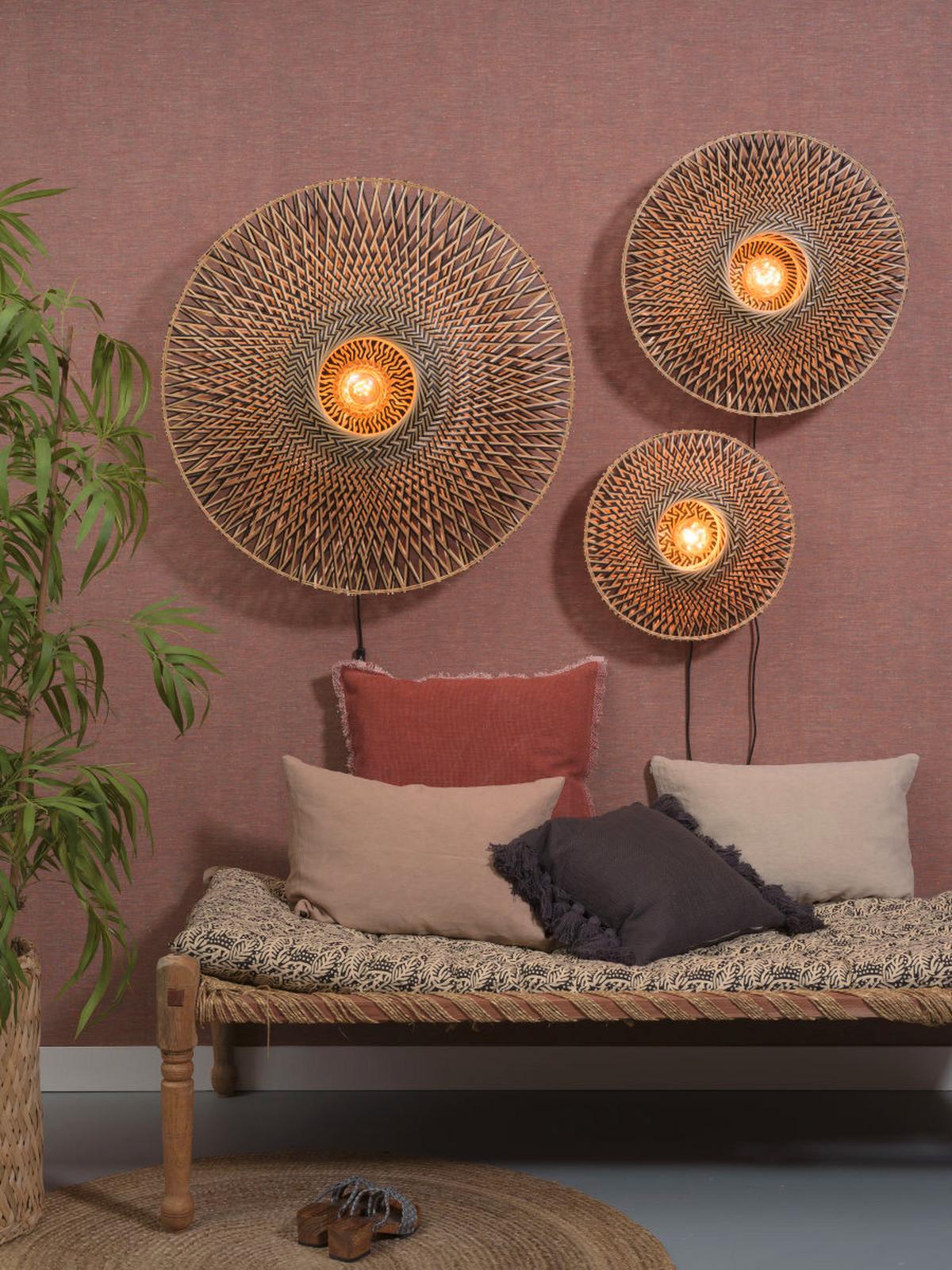 Wandleuchte Bali in Schwarz/Braun max. 40 Watt - Hellbraun/Schwarz, Natur, Naturmaterialien/Metall (47/26cm) - Good & Mojo