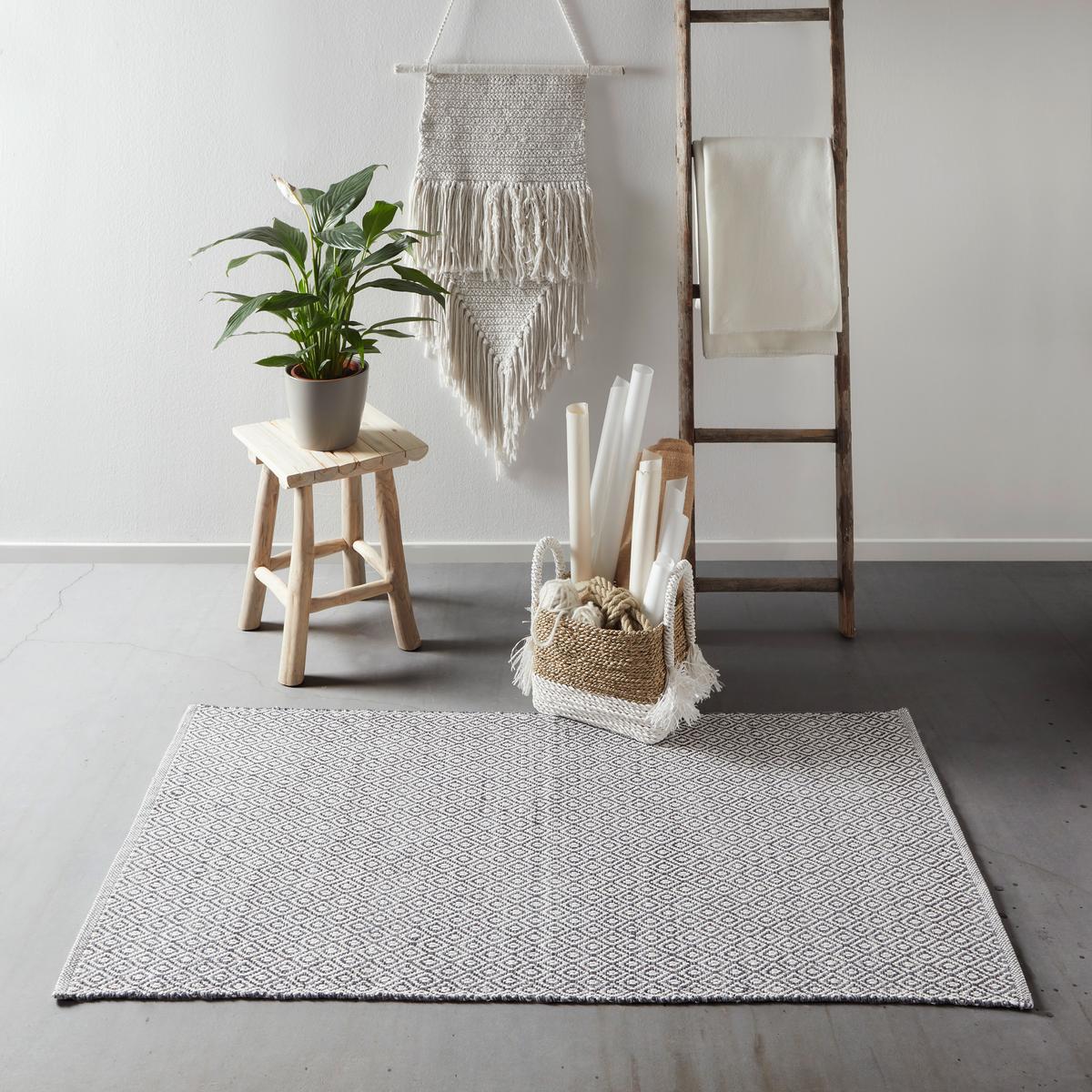 Handwebteppich Carola 1 in Grau ca.60x120cm - Grau, Basics, Textil (60/120cm) - Modern Living