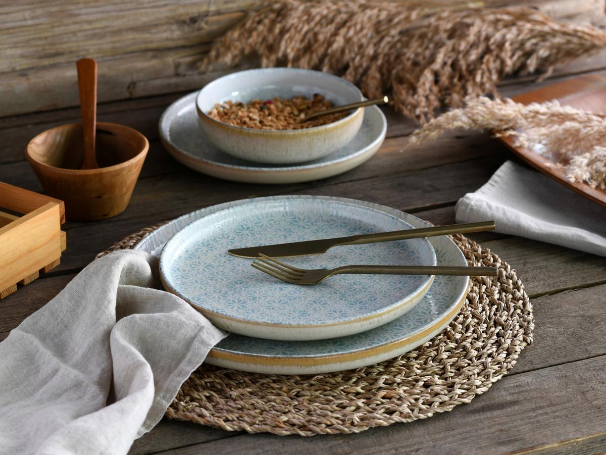 Jedilni Servis Emiliana Blue, 12-Delni - svetlo modra/krem barve, Basics, keramika - Creatable