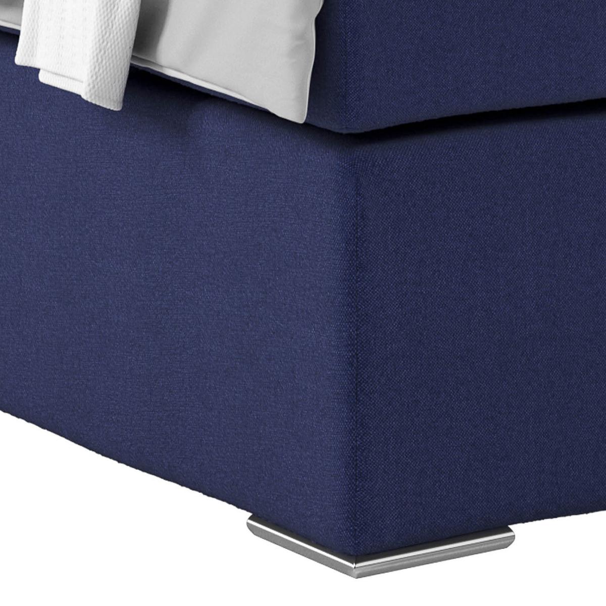 Boxspring Krevet Nero - tamno plava/boje kroma, Konvencionalno, tekstil/metal (160/200cm) - Based