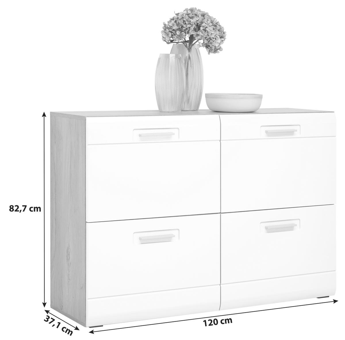 Dulap pentru pantofi Auris - alb/culoare lemn stejar, Modern (120/82,7/37,1cm) - Modern Living