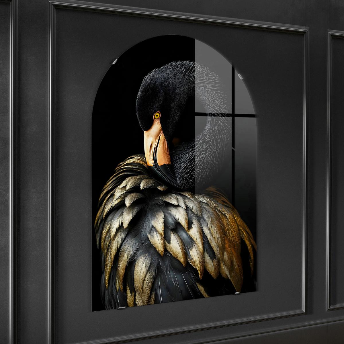 Glasbild Schwarz/Goldfarben ca.70x100cm - Goldfarben/Schwarz, Basics, Glas/Papier (70/100cm)