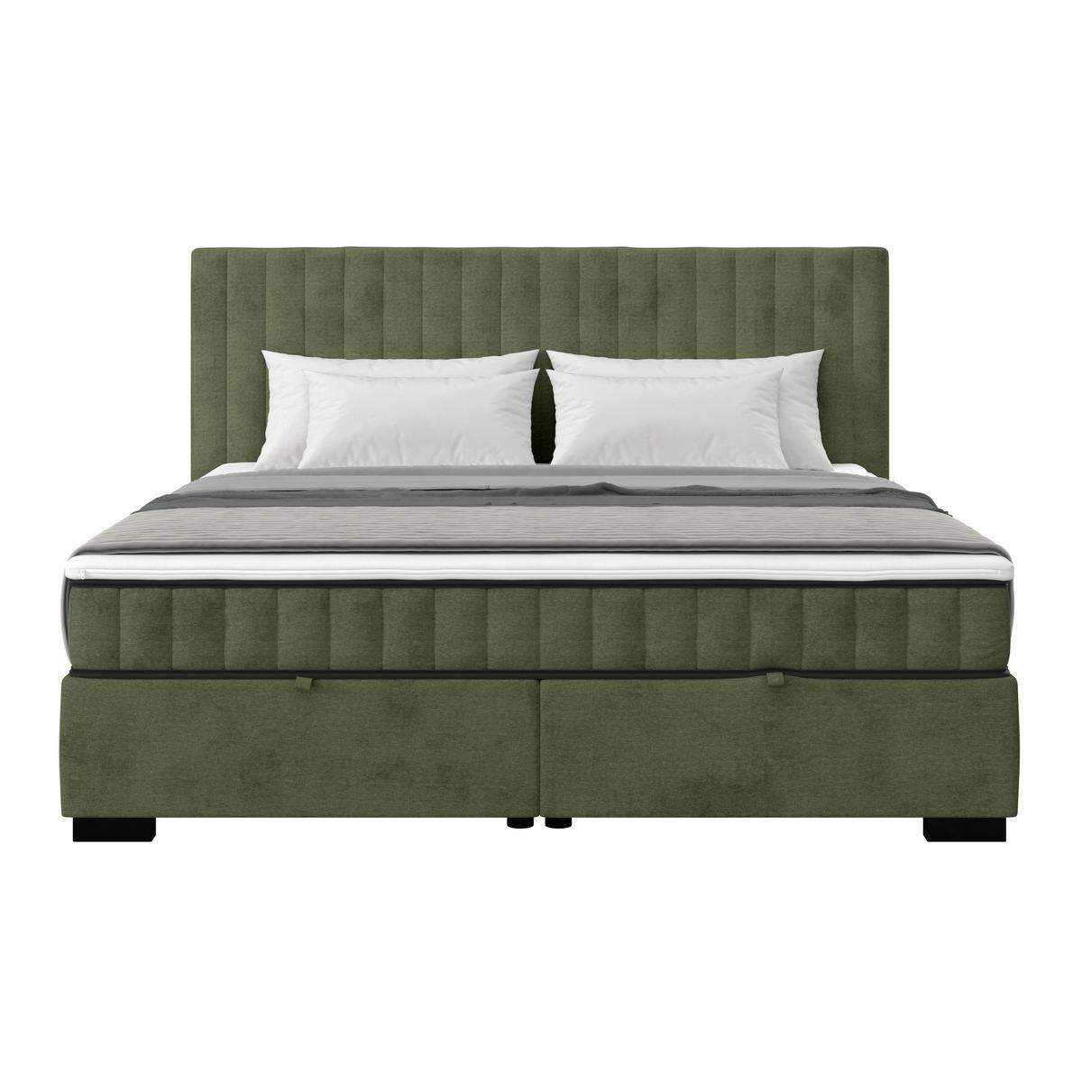 Box Krevet Maya C - maslinasto zelena/crna, Moderno, drvni materijal/drvo (160/200cm) - Modern Living