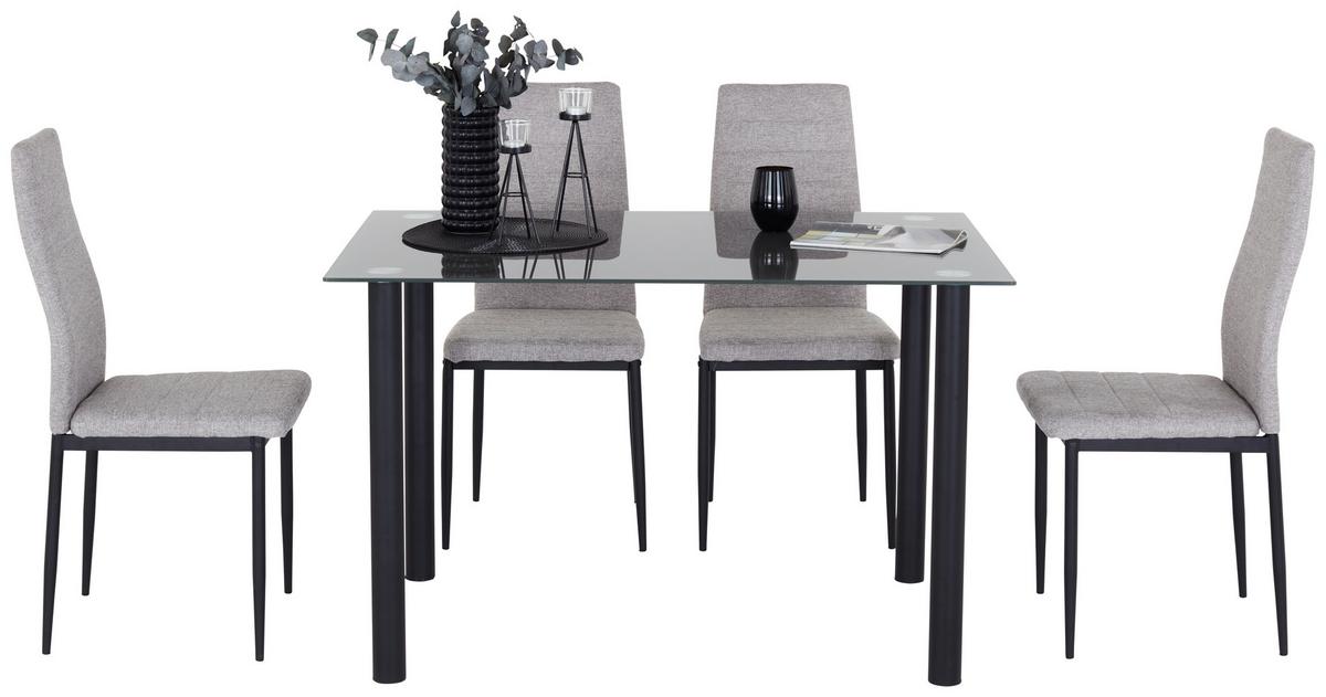 Set cu masă și scaune WELS 1 *PH* - negru/gri, Konventionell, sticlă/metal (120/75/80cm) - Best Price