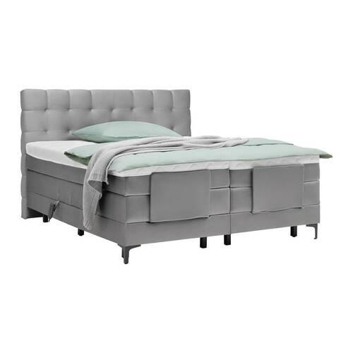 Boxspringágy Motoros Falcon - szürke, Konventionell, textil/fa (180/200cm) - Premium Living