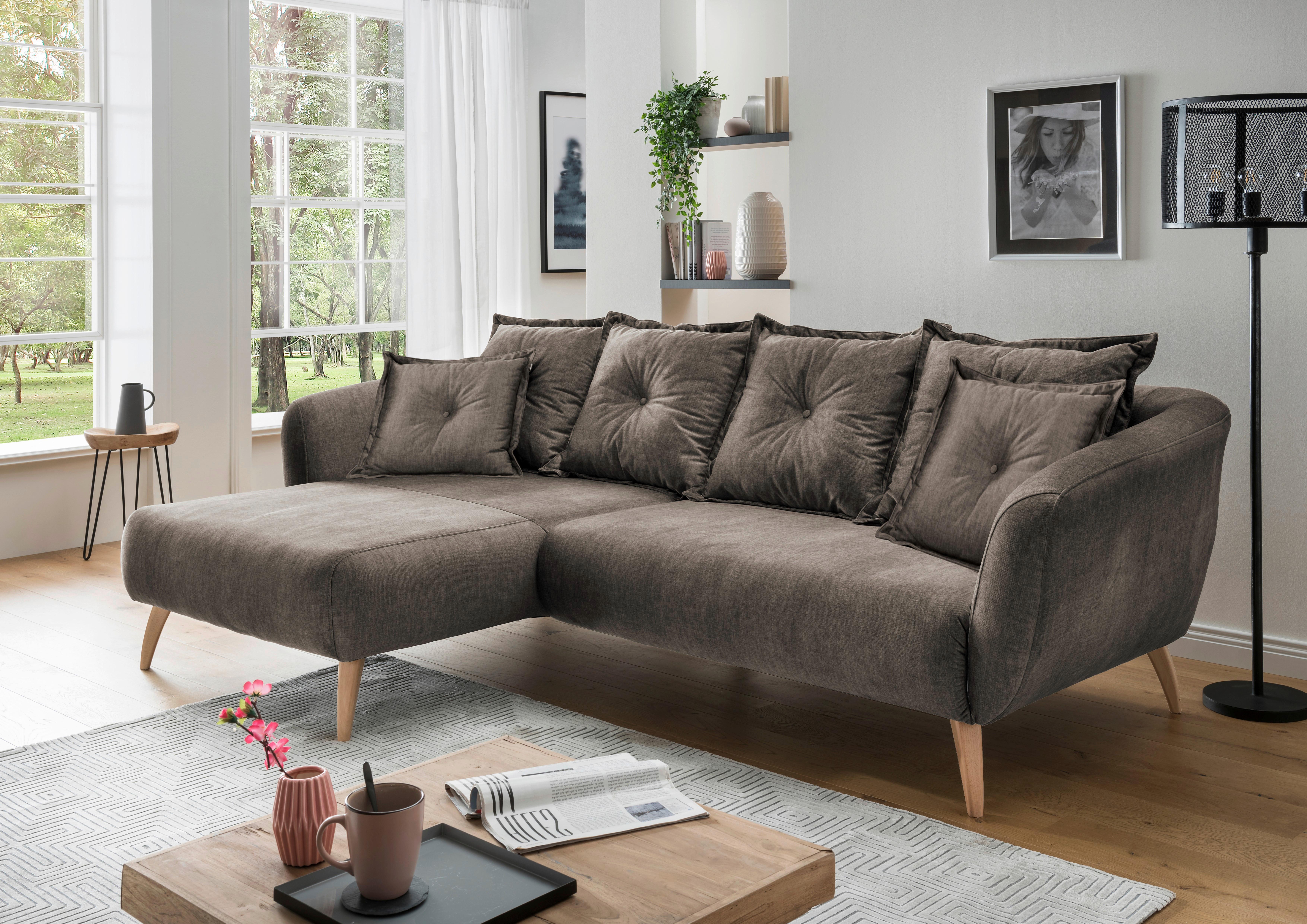 Wohnlandschaft Baggio Braun Velours - Buchefarben/Braun, MODERN, Holz/Textil (162/277cm) - Livetastic