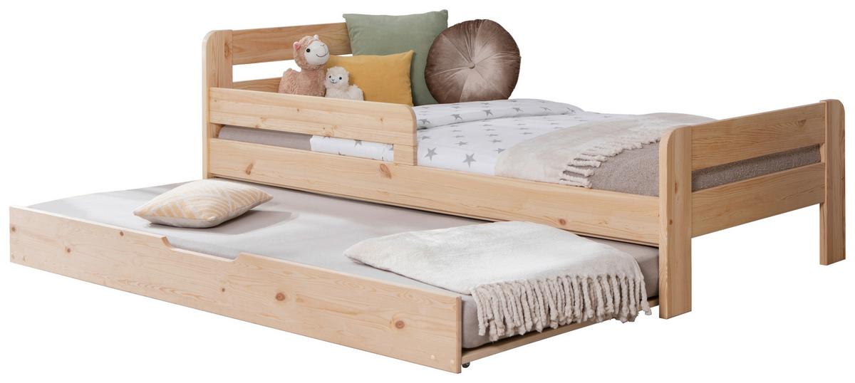 Bett Bennet mit Ausziehbett ca. 90x200 cm Kiefer Natur - Naturfarben, MODERN, Holz/Textil (90/200cm) - MID.YOU