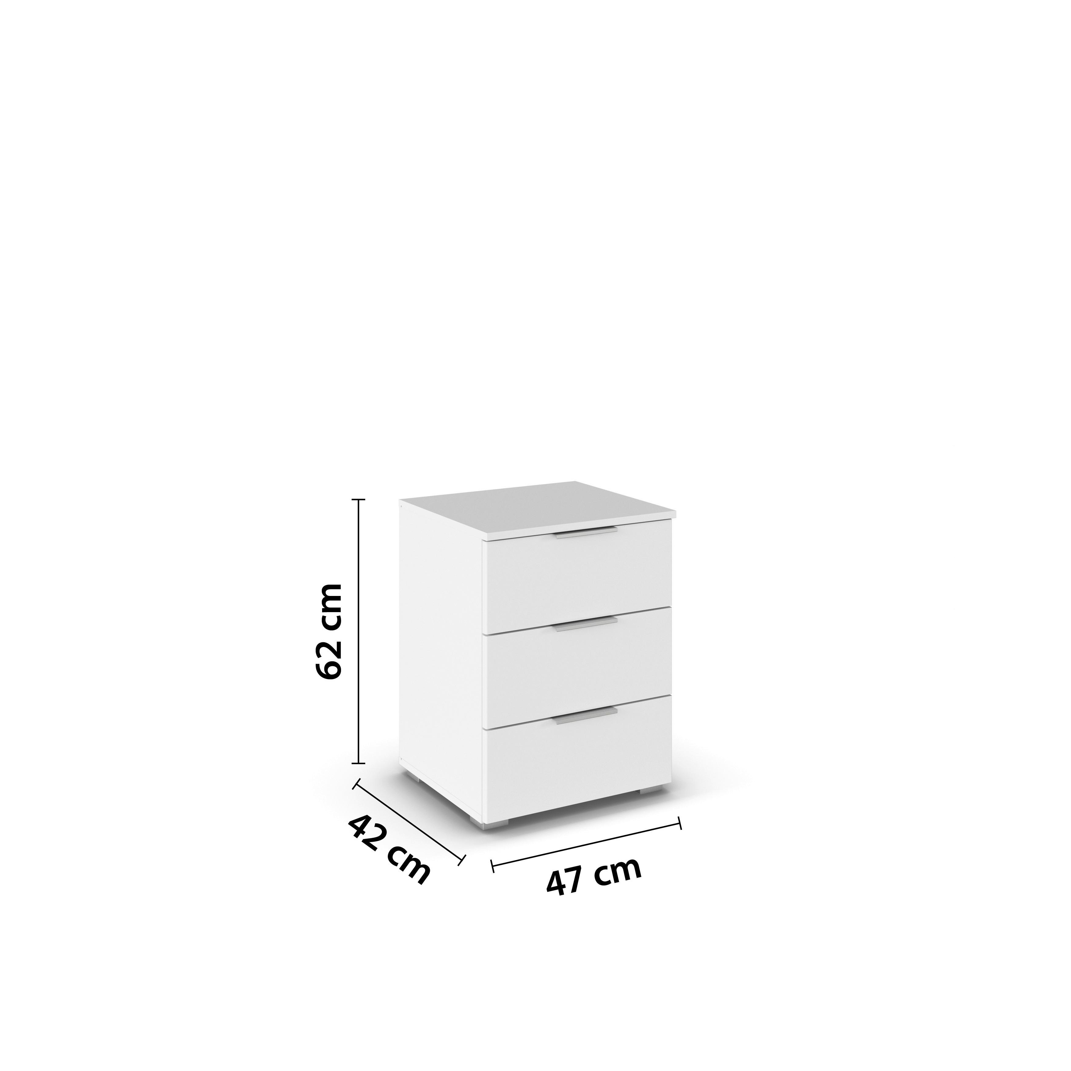 Nachtkästchen Mars 3L Weiß - Alufarben/Weiß, KONVENTIONELL, Holzwerkstoff/Kunststoff (47/62/42cm) - Mömax