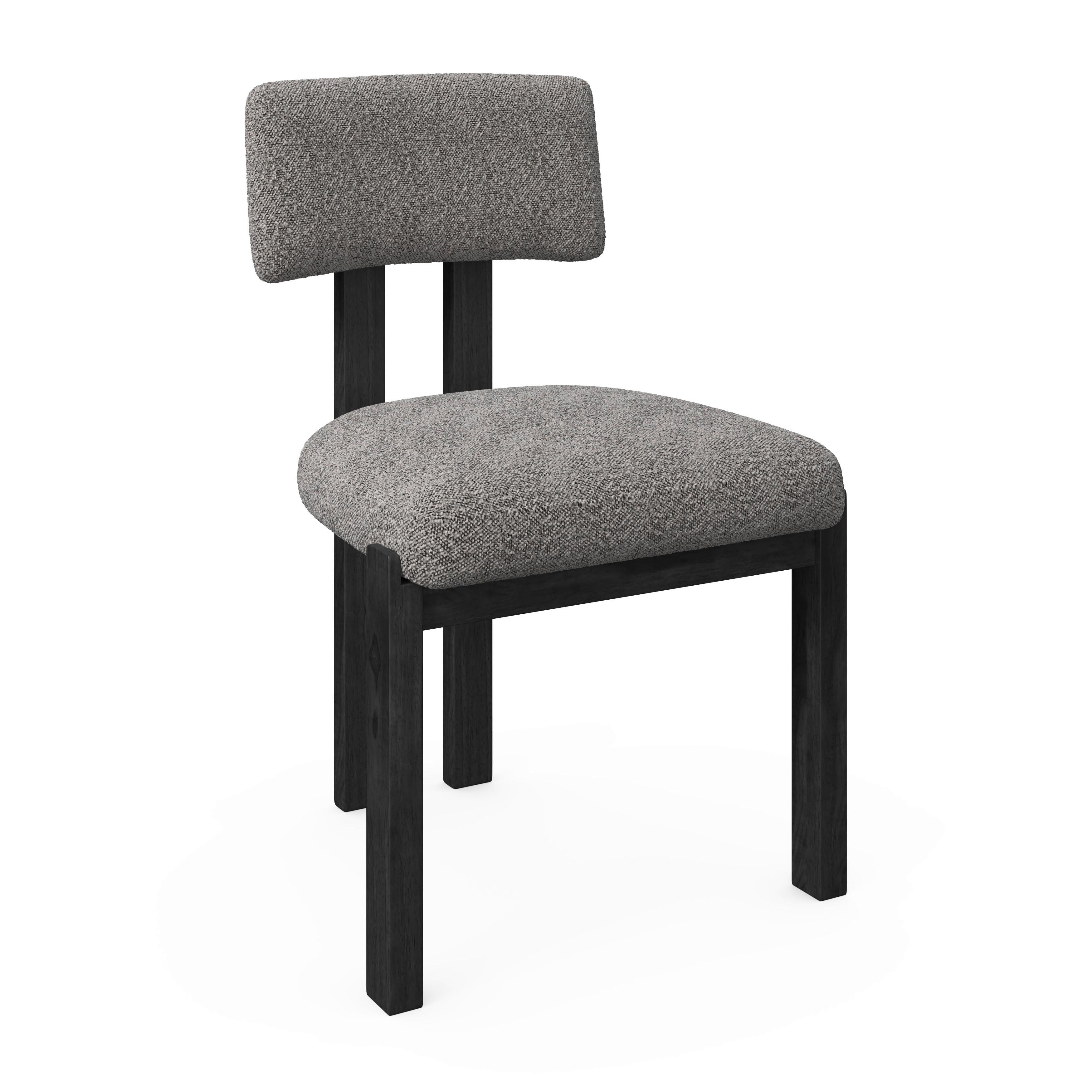 Stuhl Jonna Hellgrau Bouclé Gepolstert - Hellgrau/Naturfarben, MODERN, Holz/Textil (51/82/53cm) - Bessagi Home