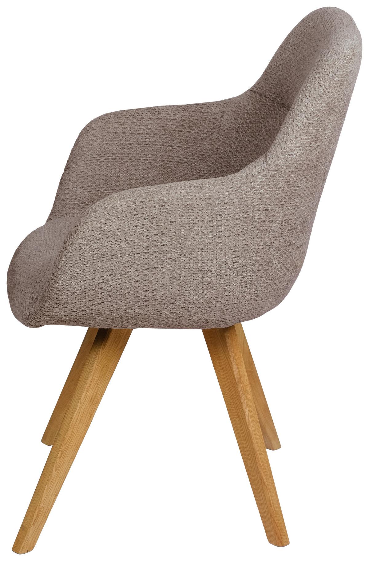 KRZESŁO Z PODŁOKIETNIKAMI VENEDIG - taupe, Design, drewno/tkanina (57/85,5/65cm) - Voleo