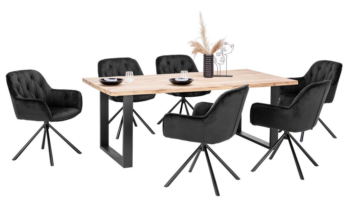 Masă WOOD 200 - culoare natur/negru, Konventionell, lemn/metal (200/75/100cm) - James Wood