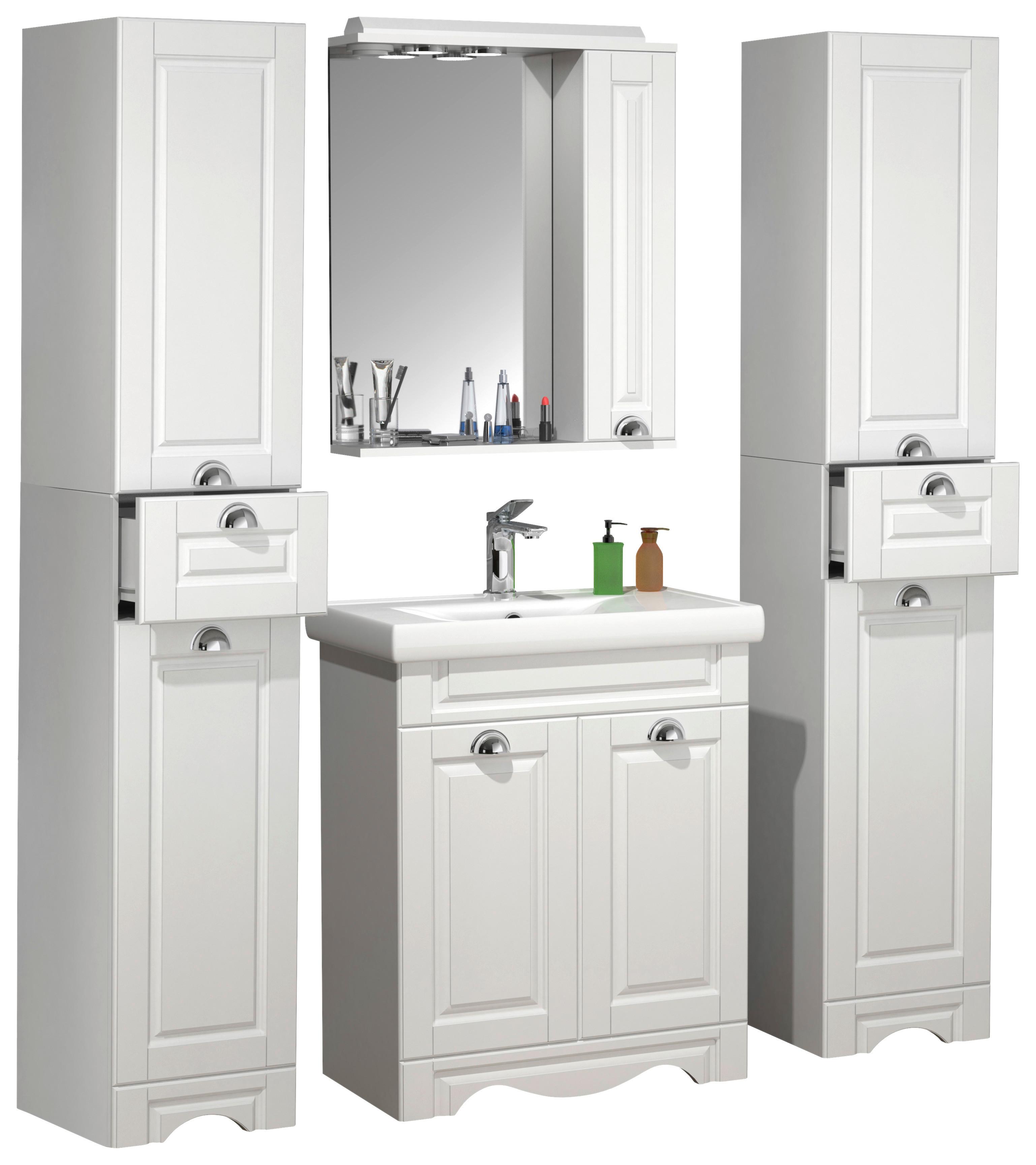 BADEZIMMER CASALO L - Weiss/Silberfarben, Modern, Glas/Keramik (131cm) - MID.YOU