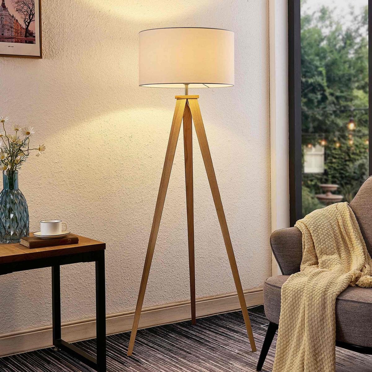 LAMPA STOJĄCA COLCHESTER *SBN* - kolor naturalny/biały, Konventionell, metal/tkanina (45/148cm) - Novel