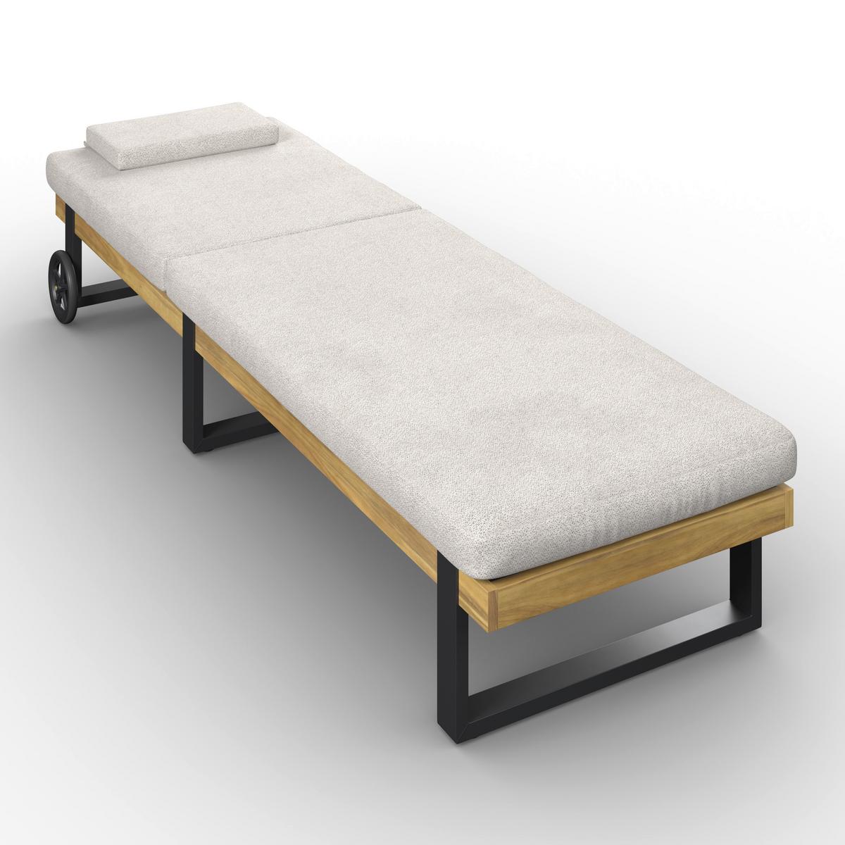 Șezlong Elenyi - crem/gri, Modern, lemn/metal (65/95/200cm) - Bessagi Garden