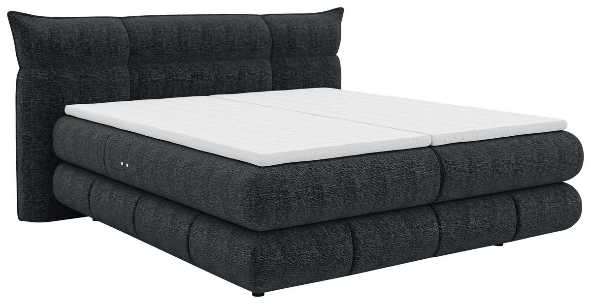 Boxspringbett Auris Schwarz ca. 180x200cm - Schwarz, KONVENTIONELL, Kunststoff/Textil (180/200cm) - Sembella