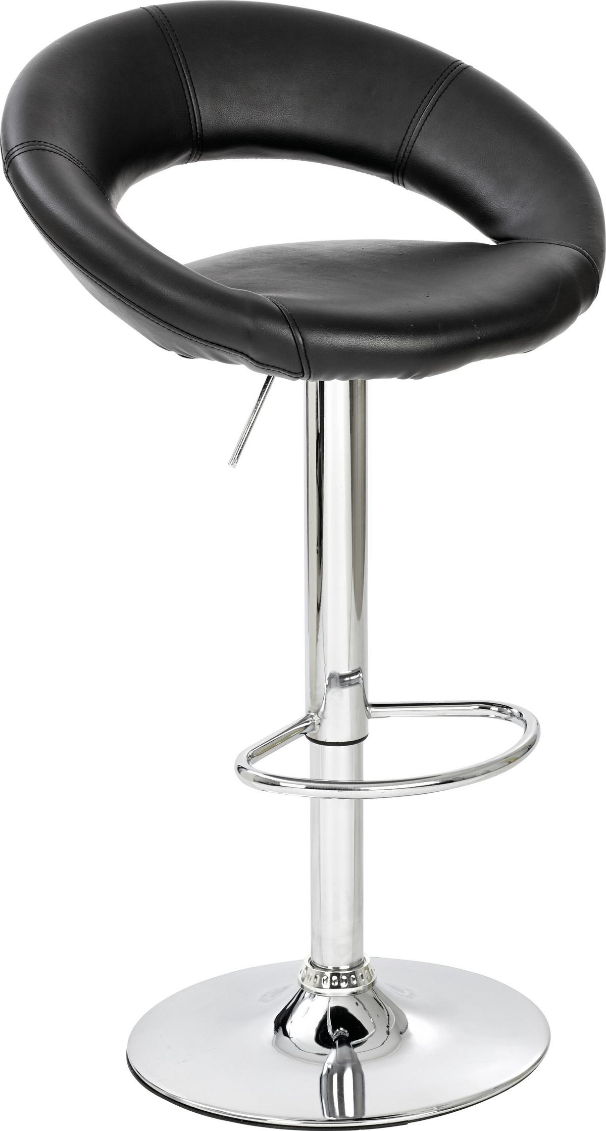 Barhocker in Schwarz - Chromfarben/Schwarz, Konventionell, Holz/Kunststoff (50/82-103/56cm) - Mömax