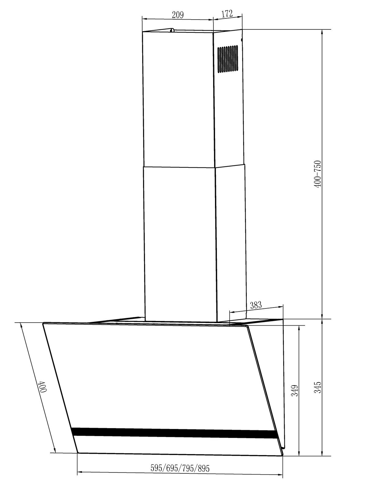Dunstabzugshaube Respekta Hera Weiß - Weiß, Trend, Glas/Metall (59,5/74,5–109,5/38,3cm) - Respekta