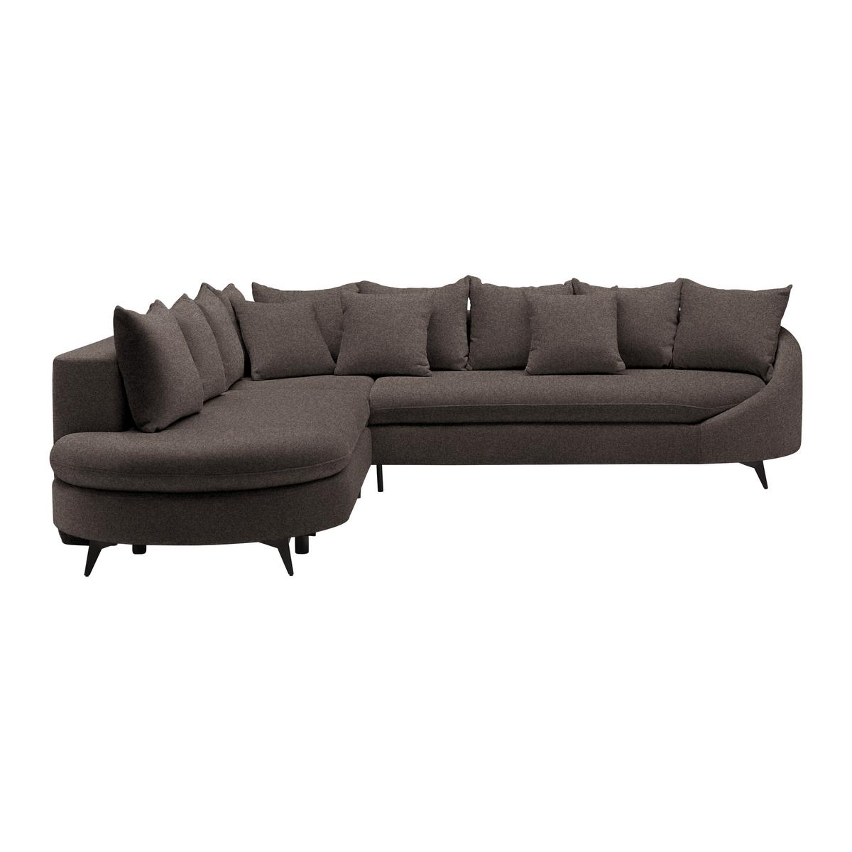 Ecksofa Axel Mokka - Schwarz/Mokka, MODERN, Textil/Metall (250/87/291cm) - Mömax