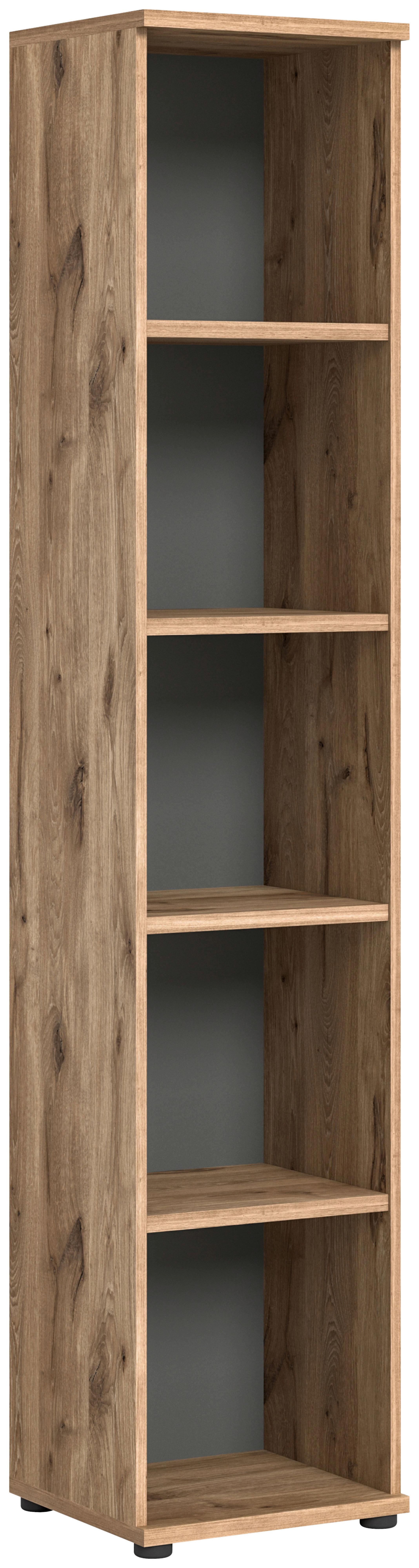 Regal Mason ca.  40x199 cm Eiche/Grau - Eichefarben/Schwarz, Holzwerkstoff/Kunststoff (40/199/37cm) - MID.YOU
