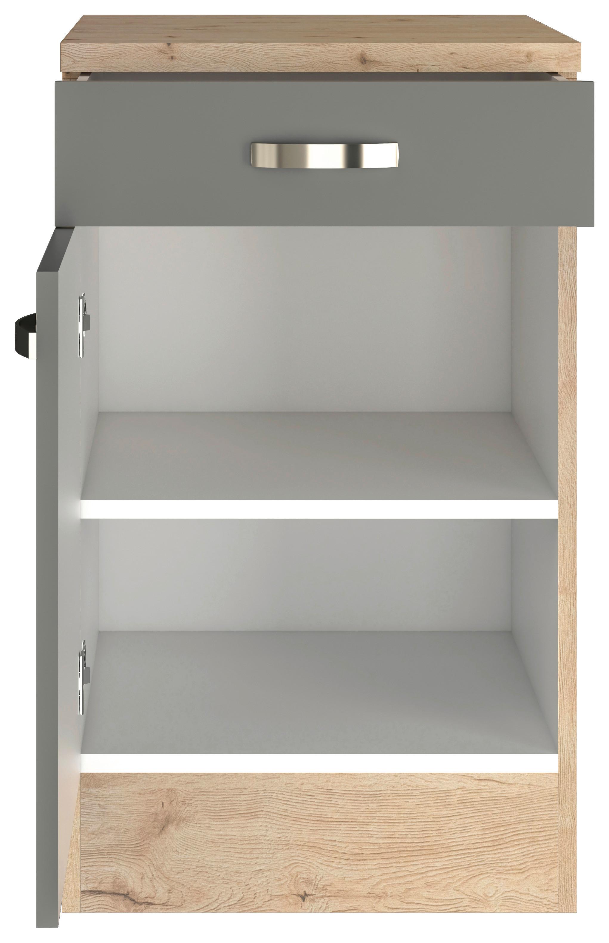 Küchenunterschrank Shadow ca. 50x85x60 cm Grau/Eiche - Edelstahlfarben/Dunkelgrau, MODERN, Holzwerkstoff/Metall (50/85/60cm) - FlexWell