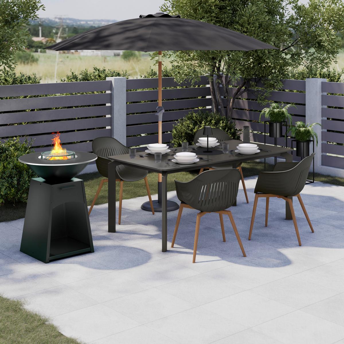 Holzkohlegrill Säule 1 Schwarz - Schwarz, MODERN, Metall (67/67/85cm) - Mömax