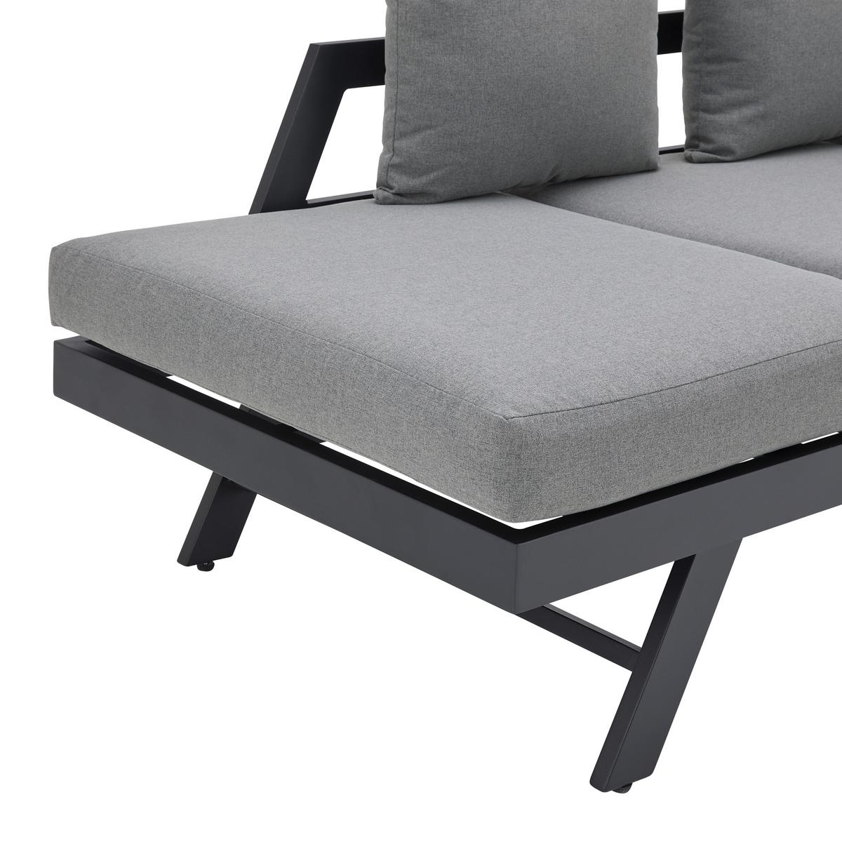 Relaxliege Ilva Blue Dunkelgrau aus Metall/Textil - Dunkelgrau/Schwarz, Modern, Textil/Metall (210/73/61cm) - Bessagi Garden