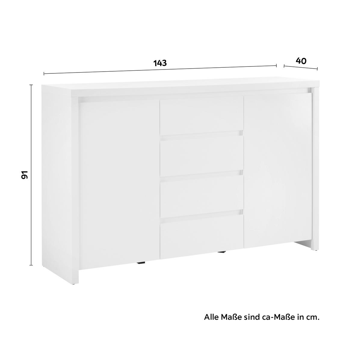 Komoda Larios - bijela, Moderno, drvni materijal (143/91/40cm) - Modern Living