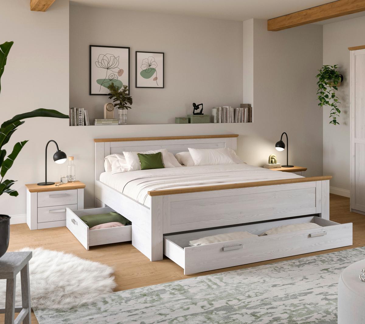 Schlafzimmer VERONA 3-teilig Lärchefarben, Eiche Artisan - Lärchefarben/Eiche Artisan, ROMANTIK / LANDHAUS, Holzwerkstoff - Livetastic