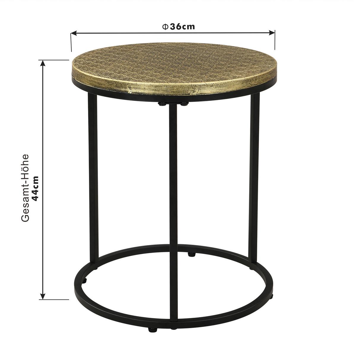 Masă auxiliară MILAN - negru/alămiu, Modern, metal (36/44/36cm) - Modern Living