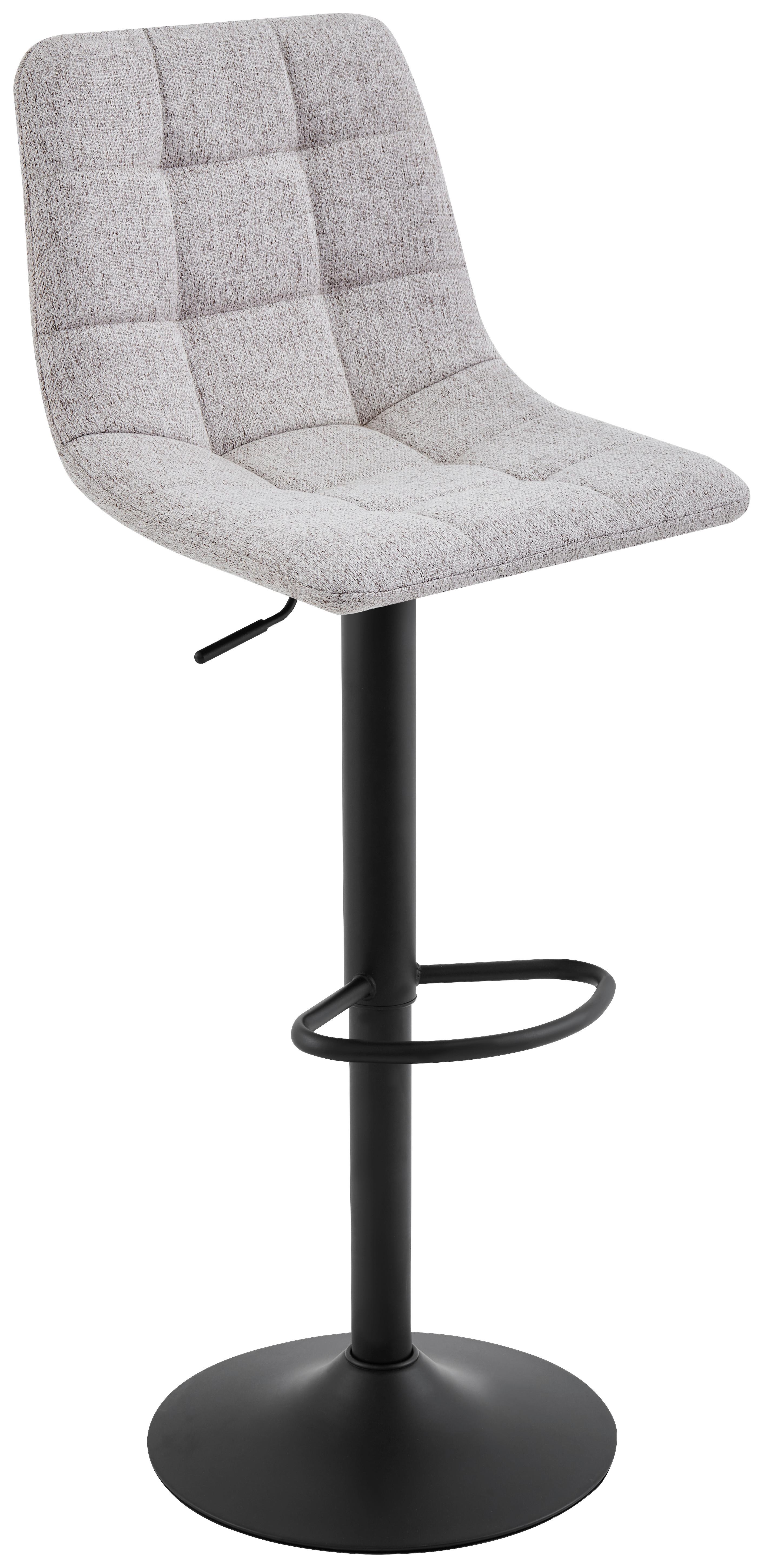 STOŁEK BAROWY JEFF -EXKLUSIV- - czarny/taupe, Design, metal/tkanina (43/90-112/47cm) - Stylife