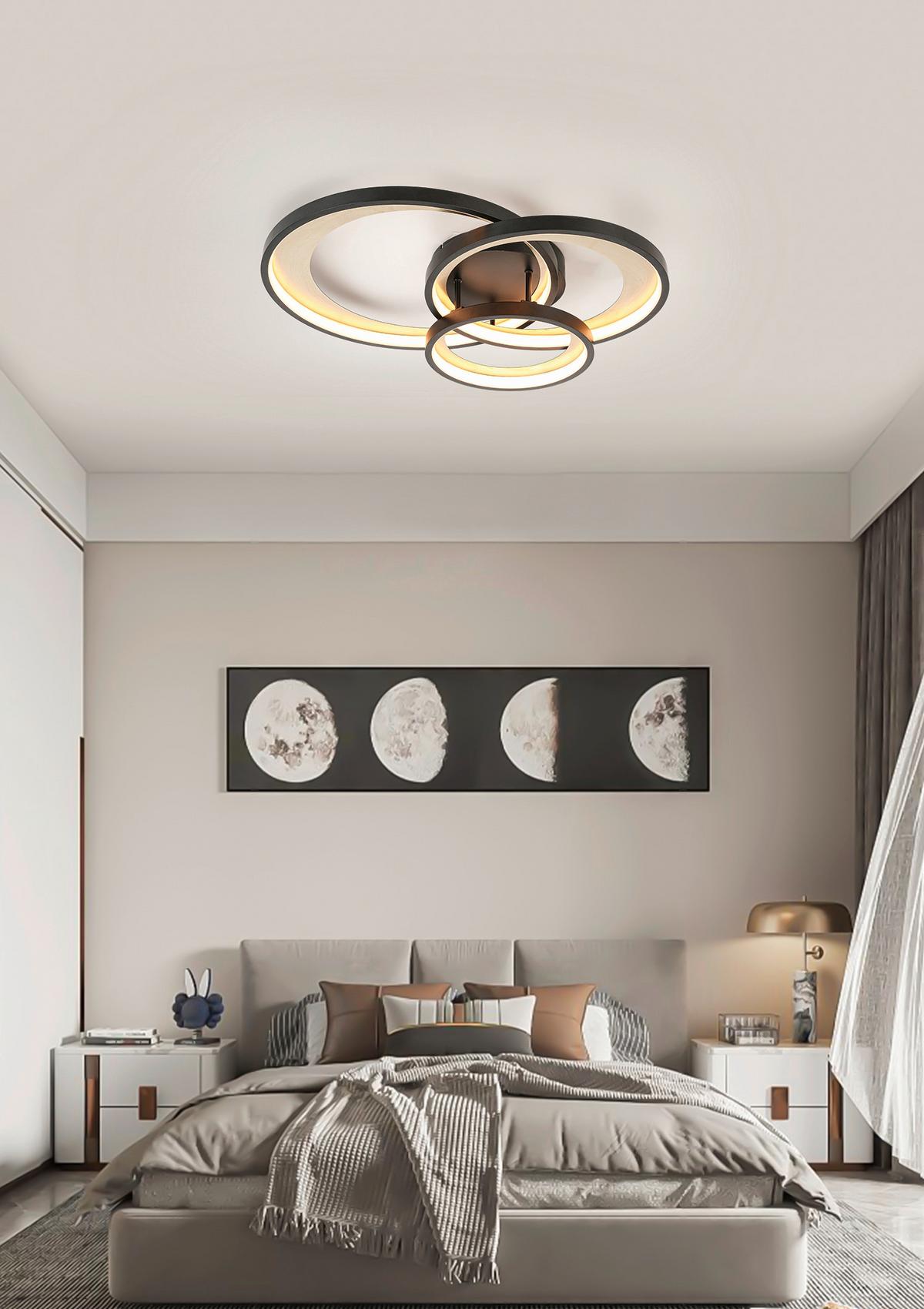 LAMPA SUFITOWA LED MATTEO *SBN*SH* - kolor mosiężny/czarny, Design, tworzywo sztuczne/metal (54,2/46,8/11cm) - Novel