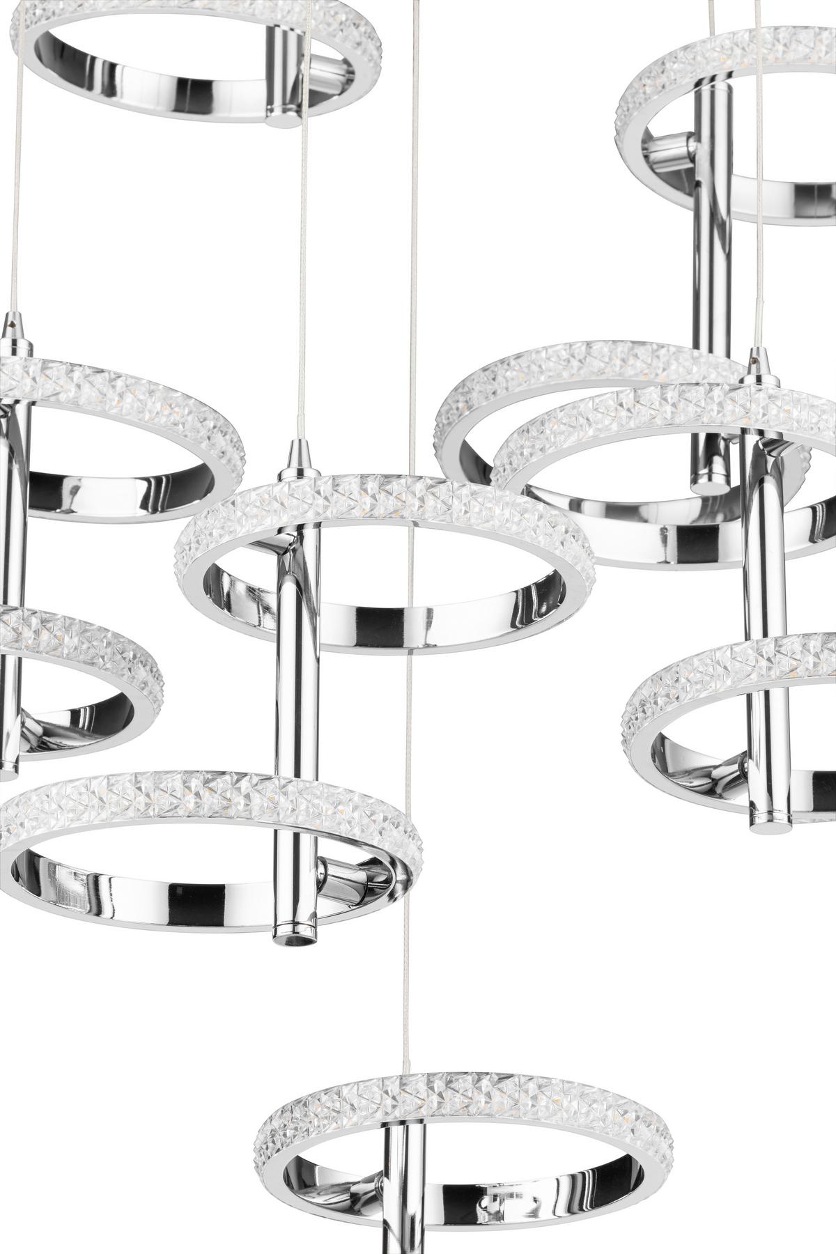 LED-Hängeleuchte Rong Chromfarben max. 40 Watt - Chromfarben, MODERN, Kunststoff/Metall (60/60/120cm)