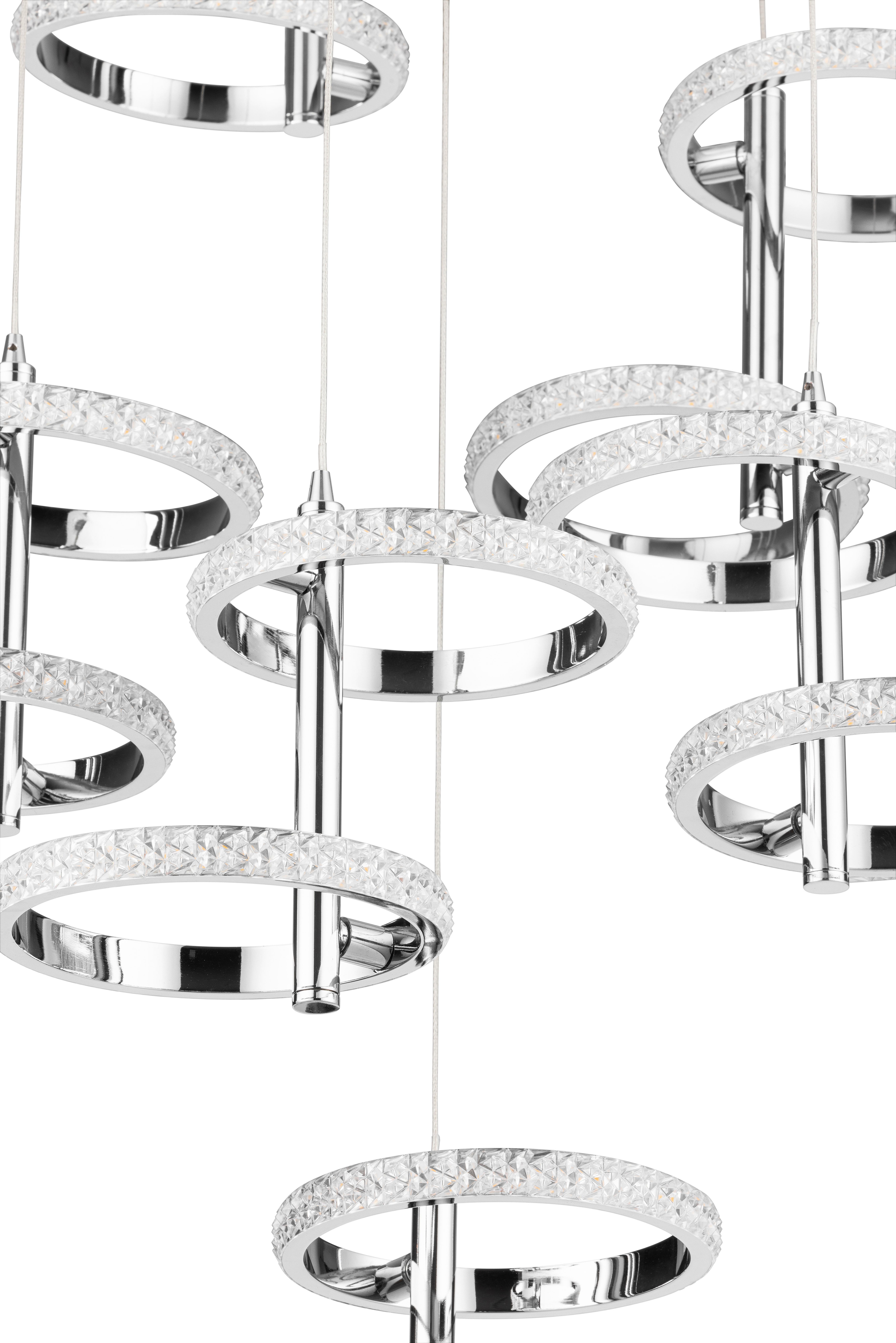 LED-HÄNGLAMPA RONG - kromfärg, Modern, metall/plast (60/60/120cm)