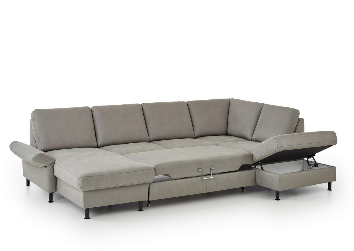 Sarokkanapé Villach - szürke, Modern, műanyag/faalapú anyag (305/200cm)