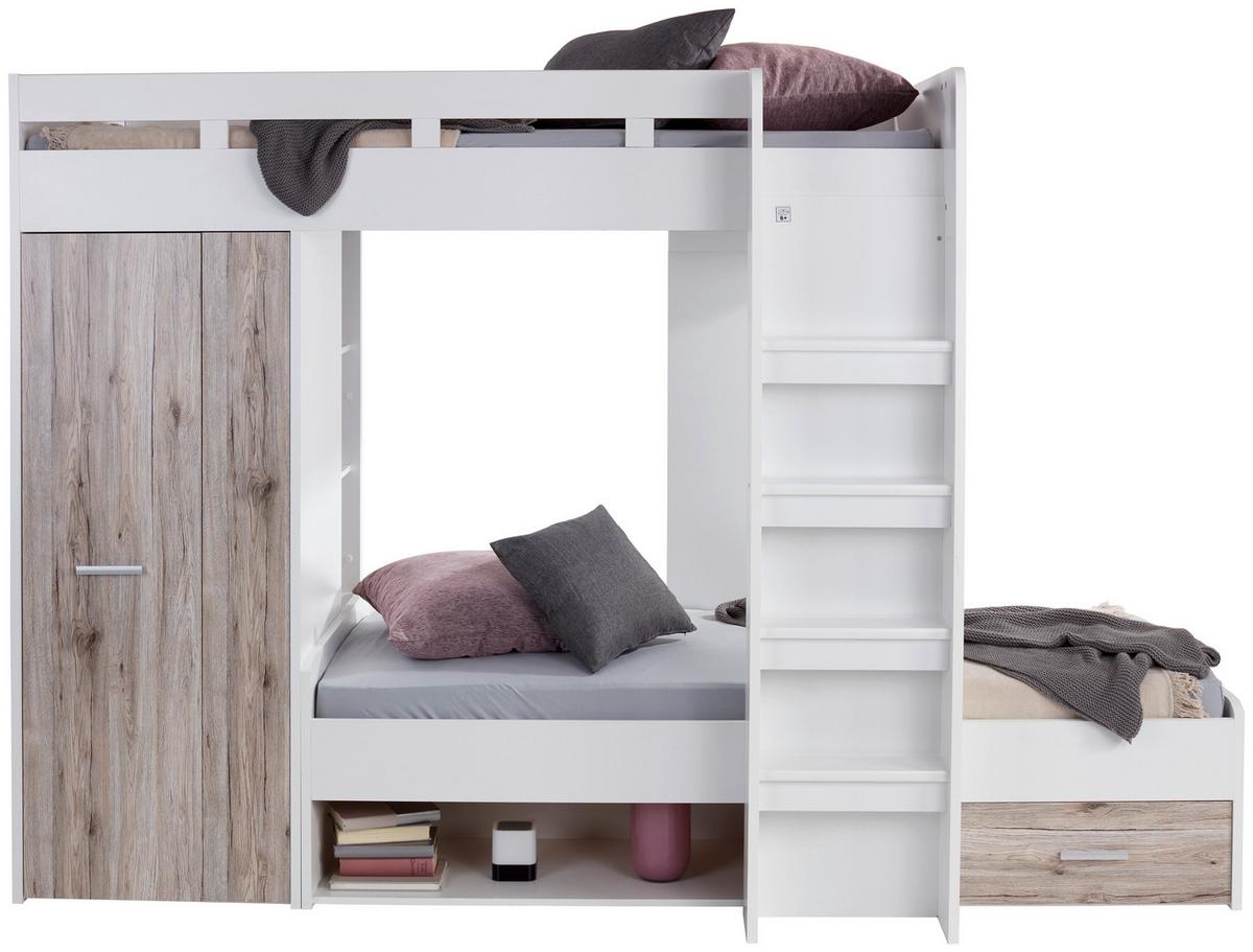 Emeletes Ágy Maxi - tölgyfa színű/fehér, Konventionell, faalapú anyag (90/200cm) - MID.YOU