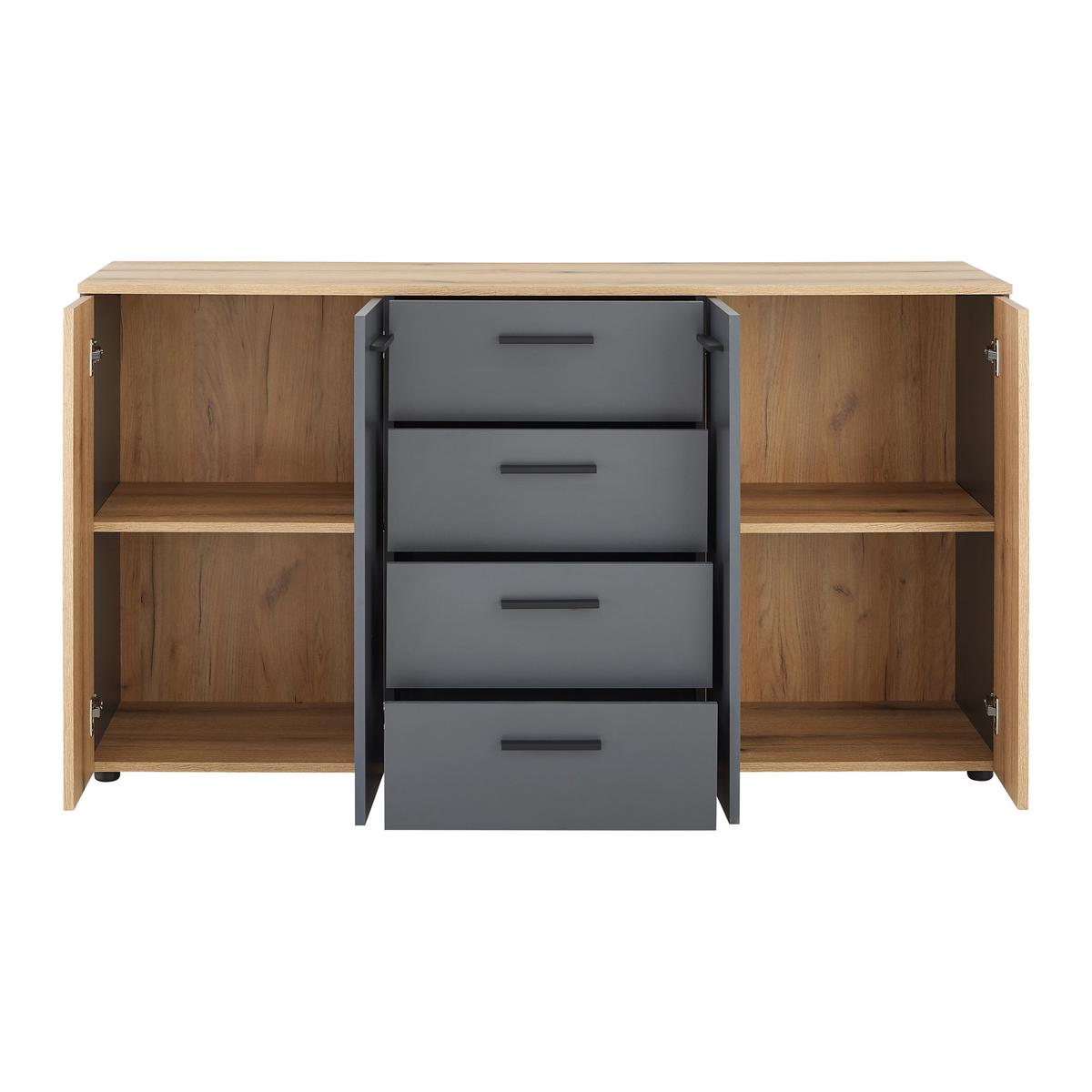 Kommode Cadix Anthrazit/Eichefarben - Eichefarben/Anthrazit, KONVENTIONELL, Holzwerkstoff/Kunststoff (150/83/42cm) - Mömax